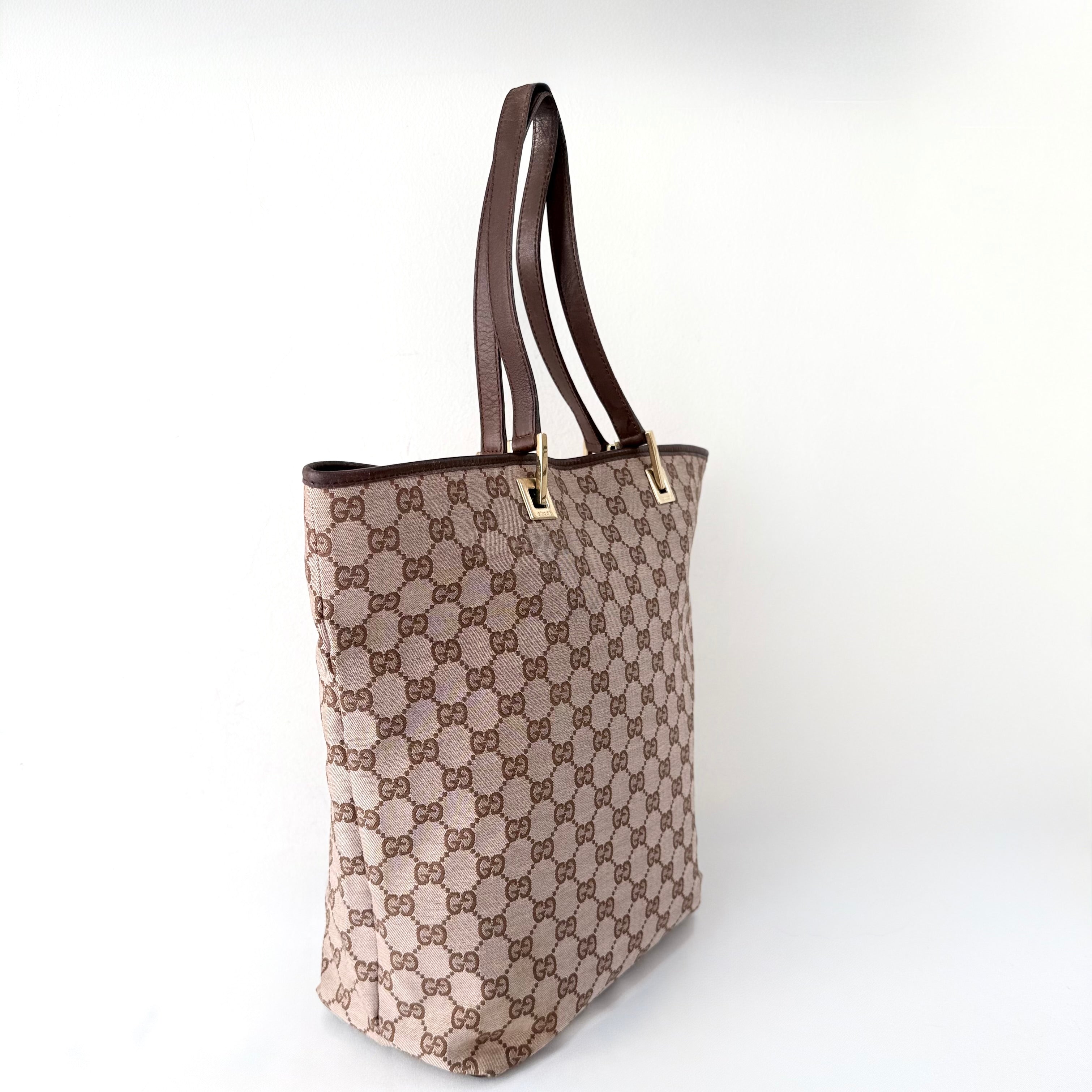 Gucci Brown GG Canvas Web Bucket Tote Bag