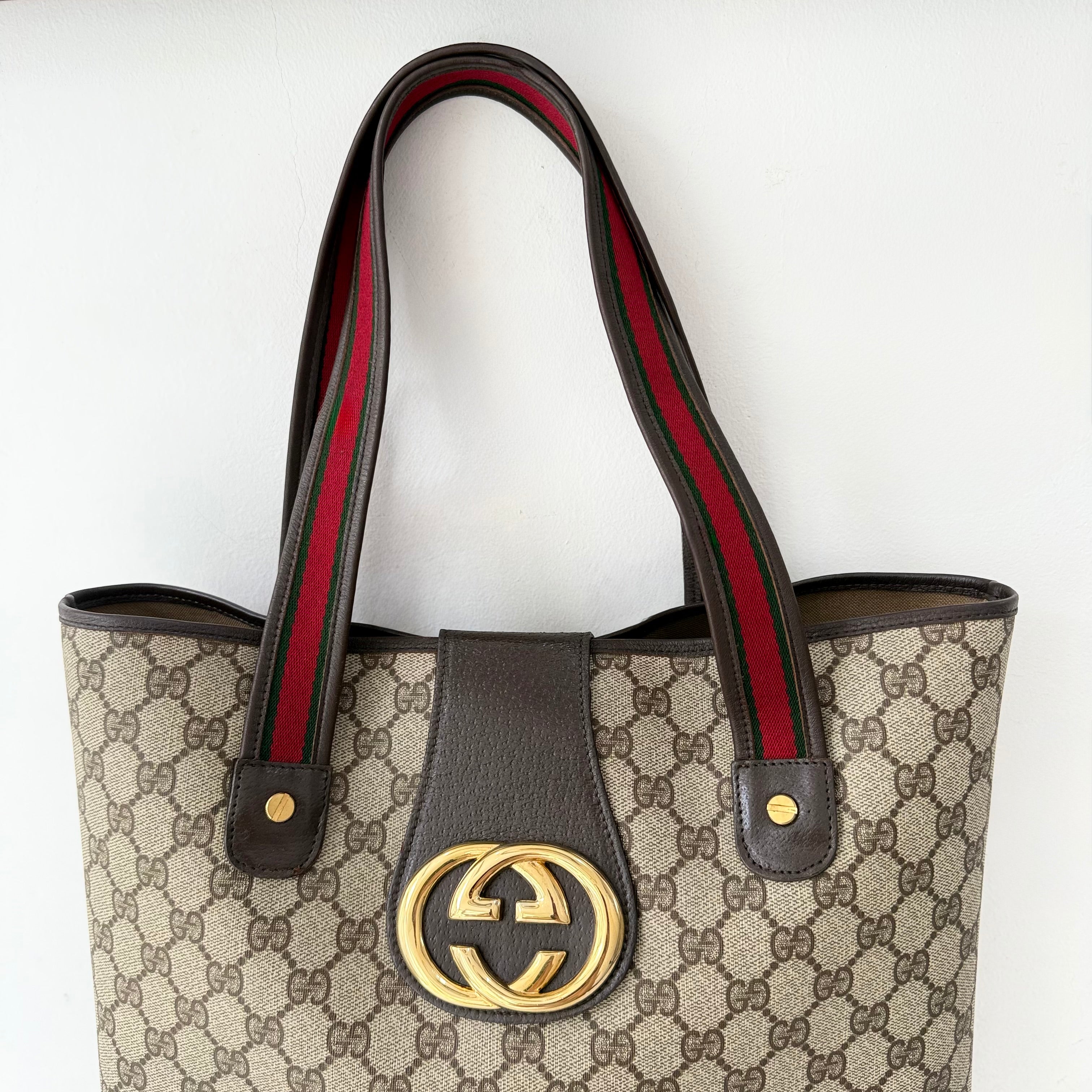 Gucci GG Supreme Tote Bag Brown