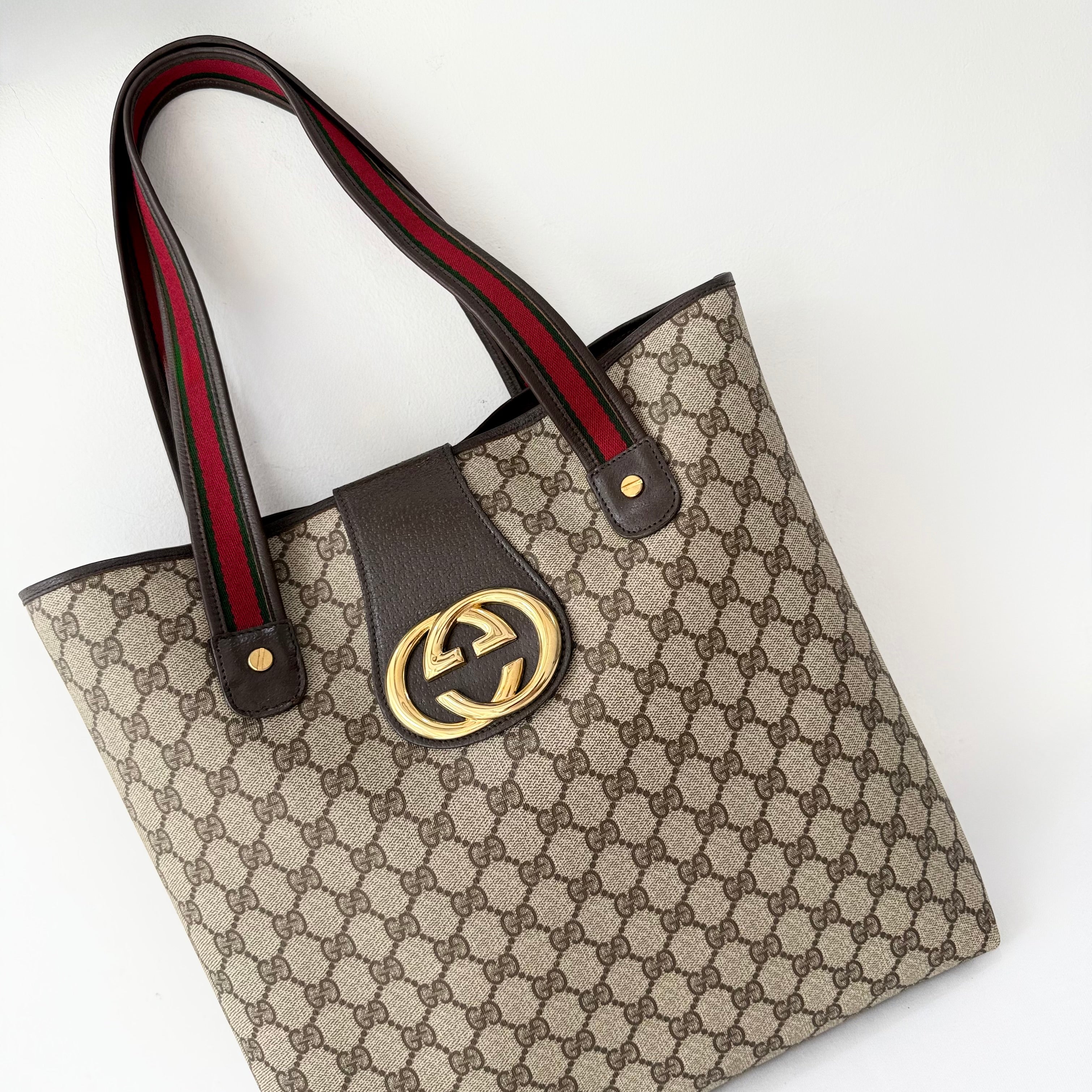 Gucci GG Supreme Tote Bag Brown