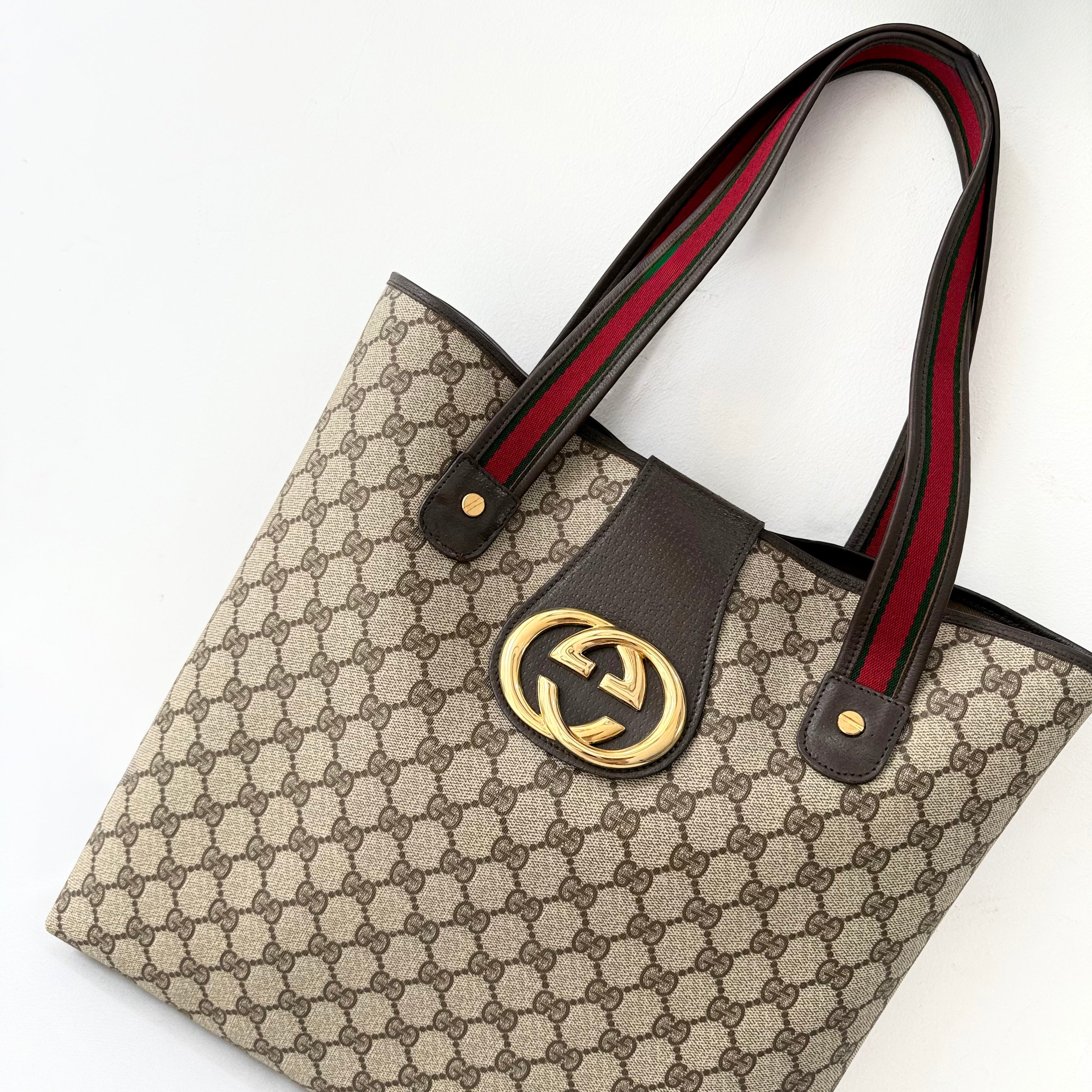 Gucci GG Supreme Tote Bag Brown