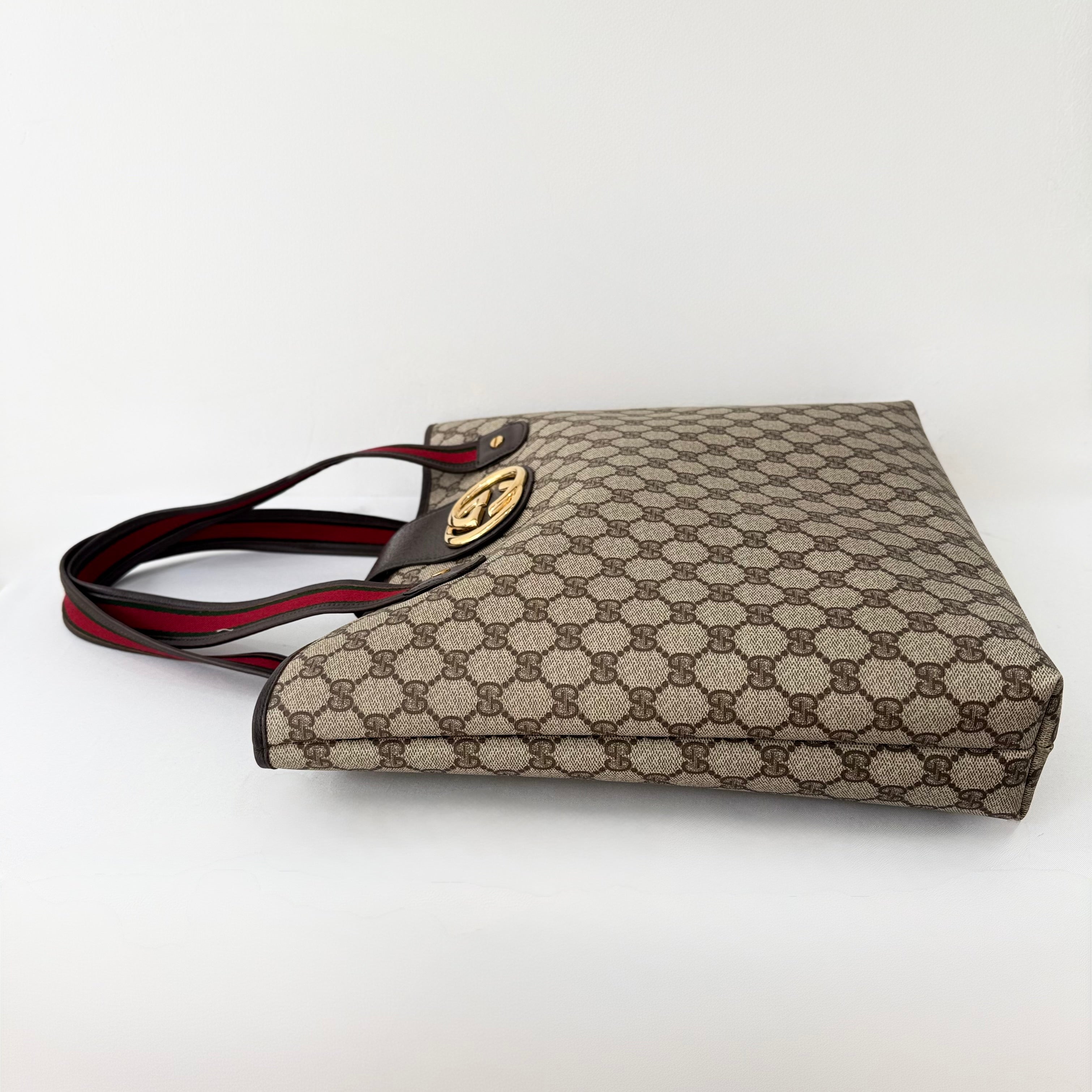 Gucci GG Supreme Tote Bag Brown
