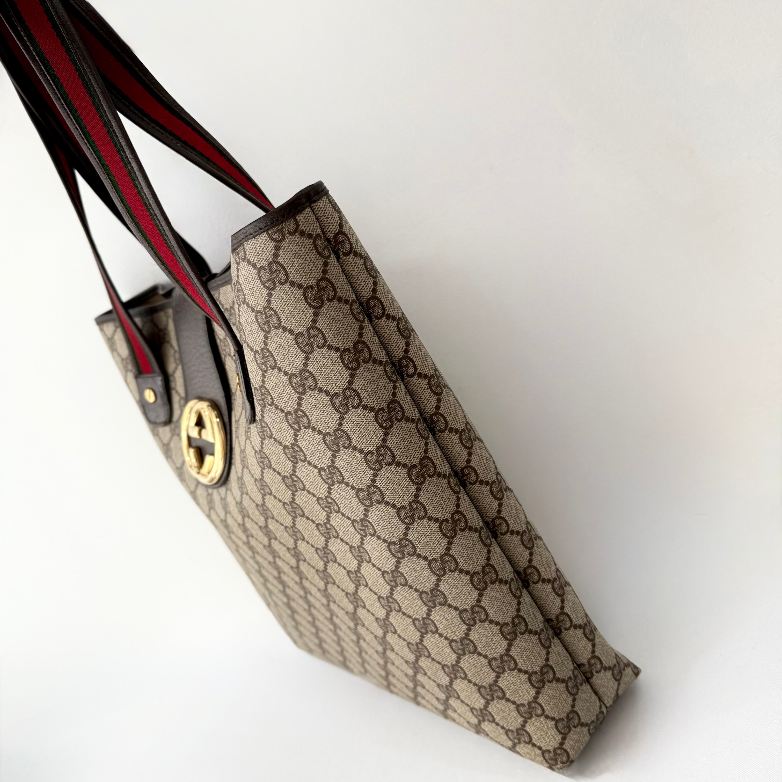 Gucci GG Supreme Tote Bag Brown