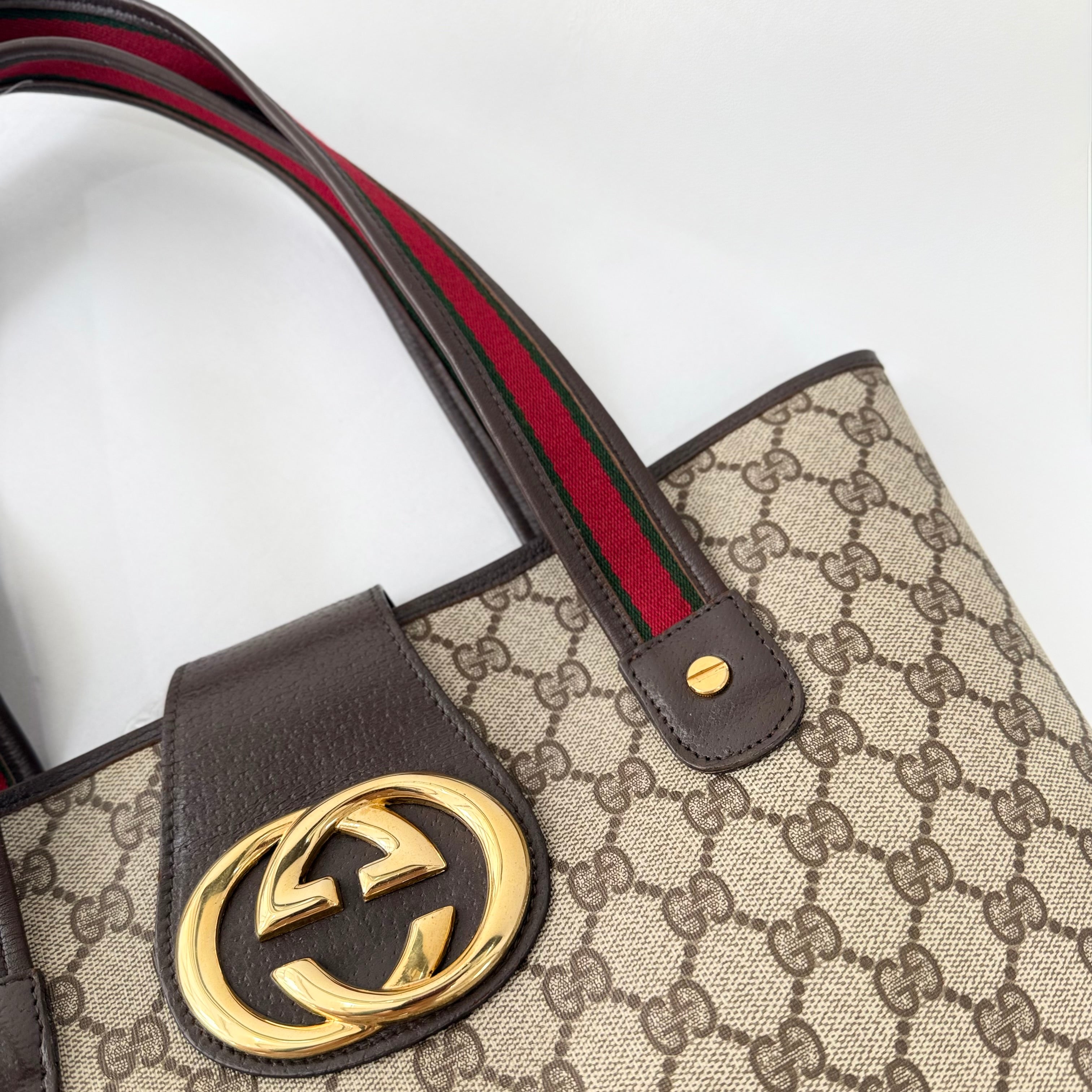 Gucci GG Supreme Tote Bag Brown