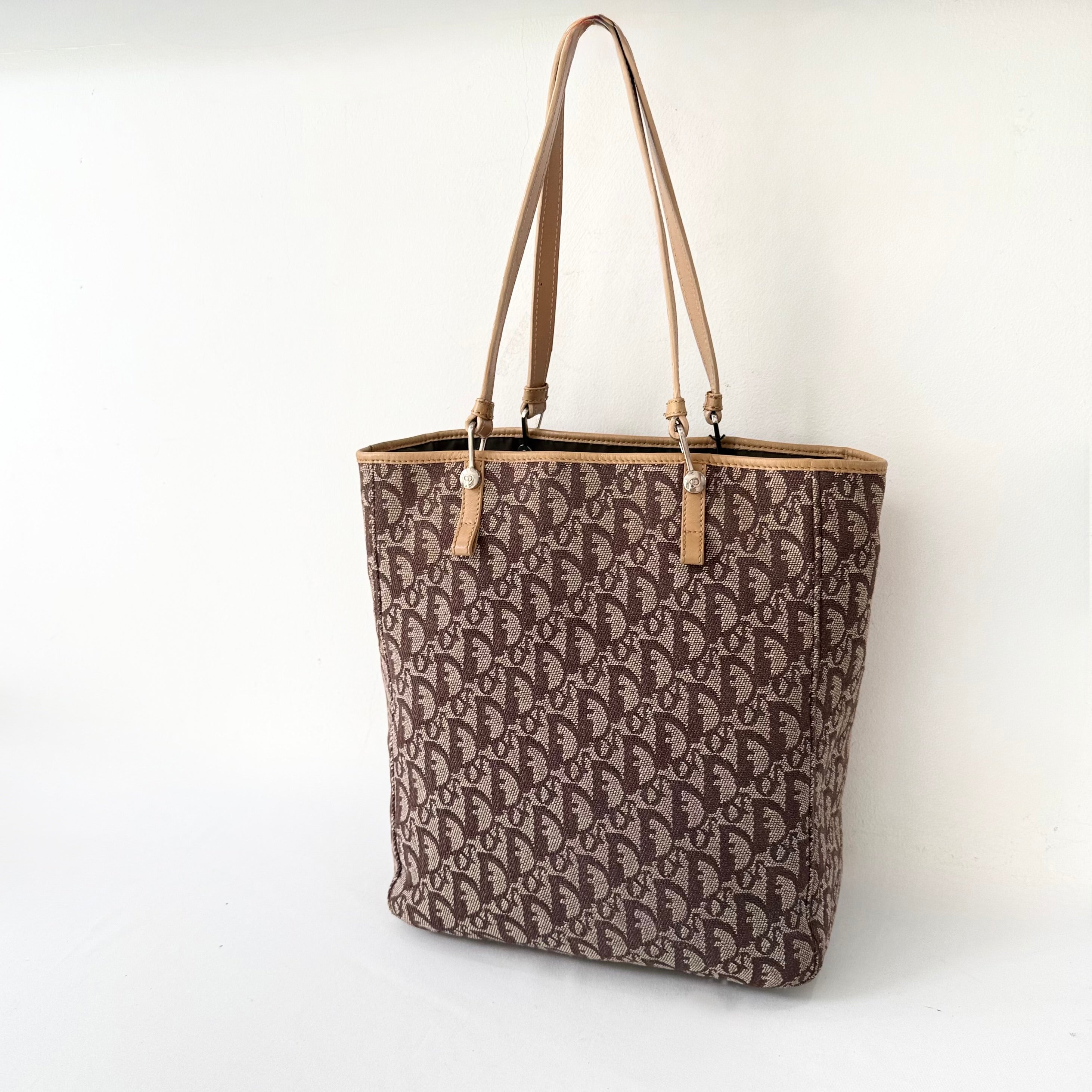 Christian Dior Trotter Brown Canvas Tote Bag