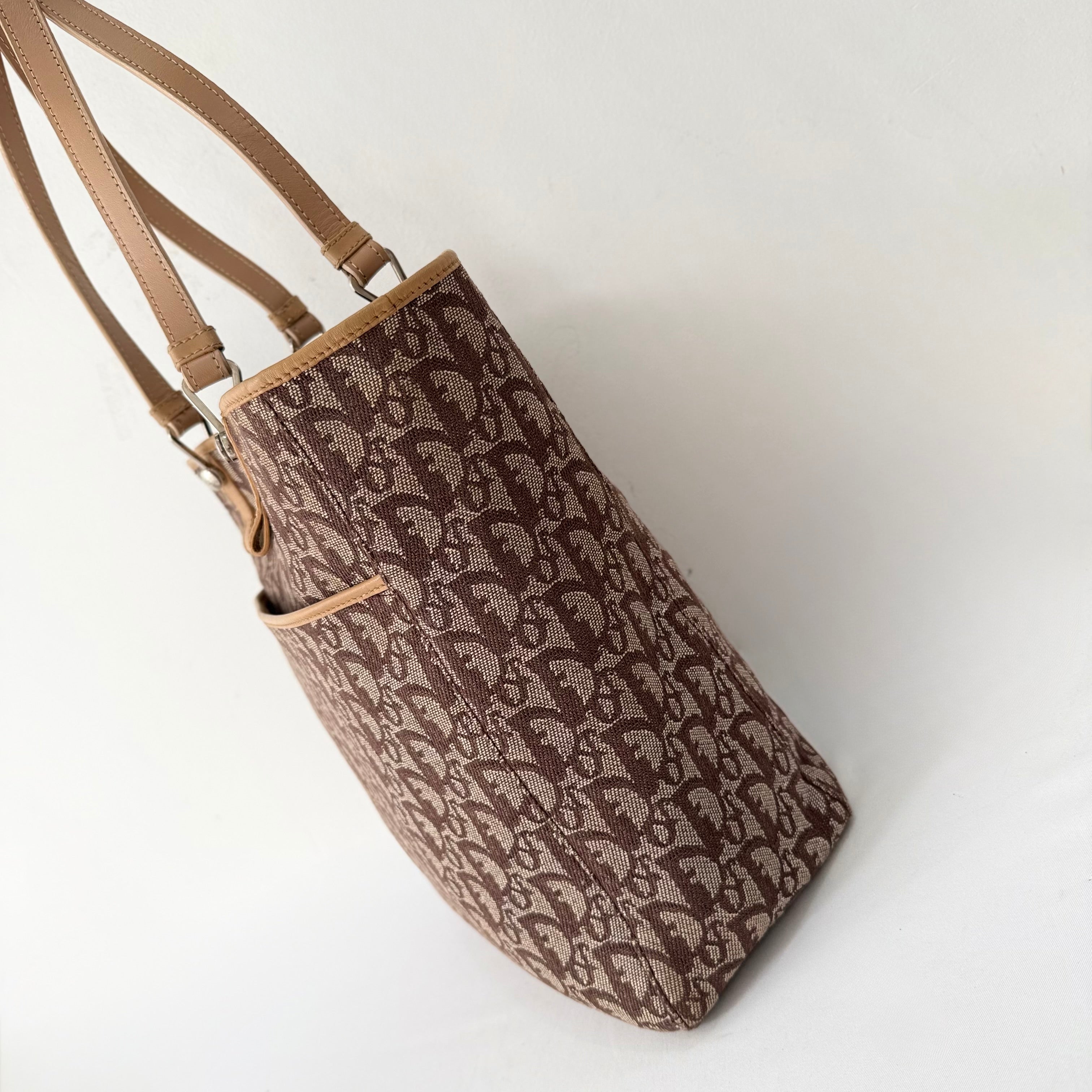 Christian Dior Trotter Brown Canvas Tote Bag
