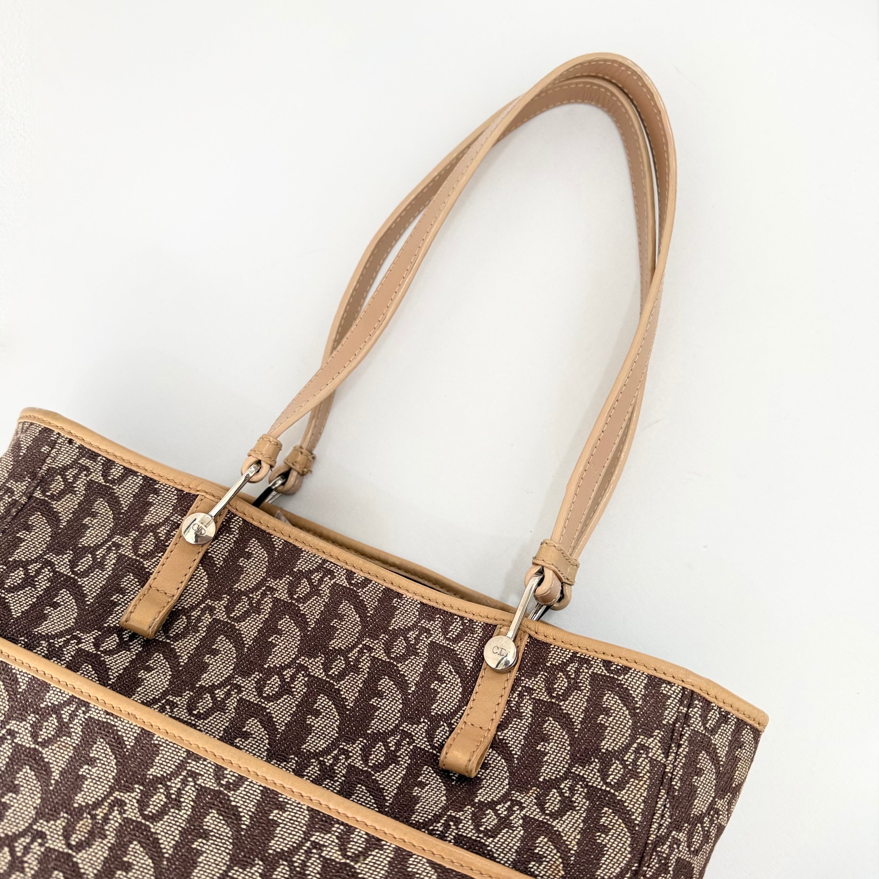 Christian Dior Trotter Brown Canvas Tote Bag