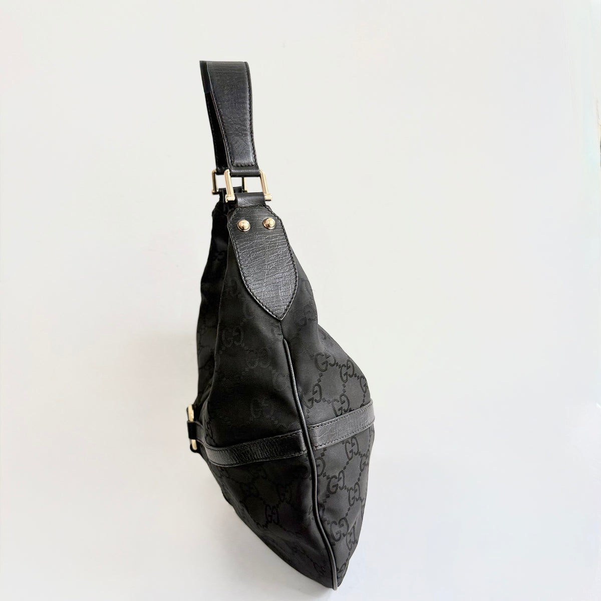Gucci Black GG Reins Hobo Bag