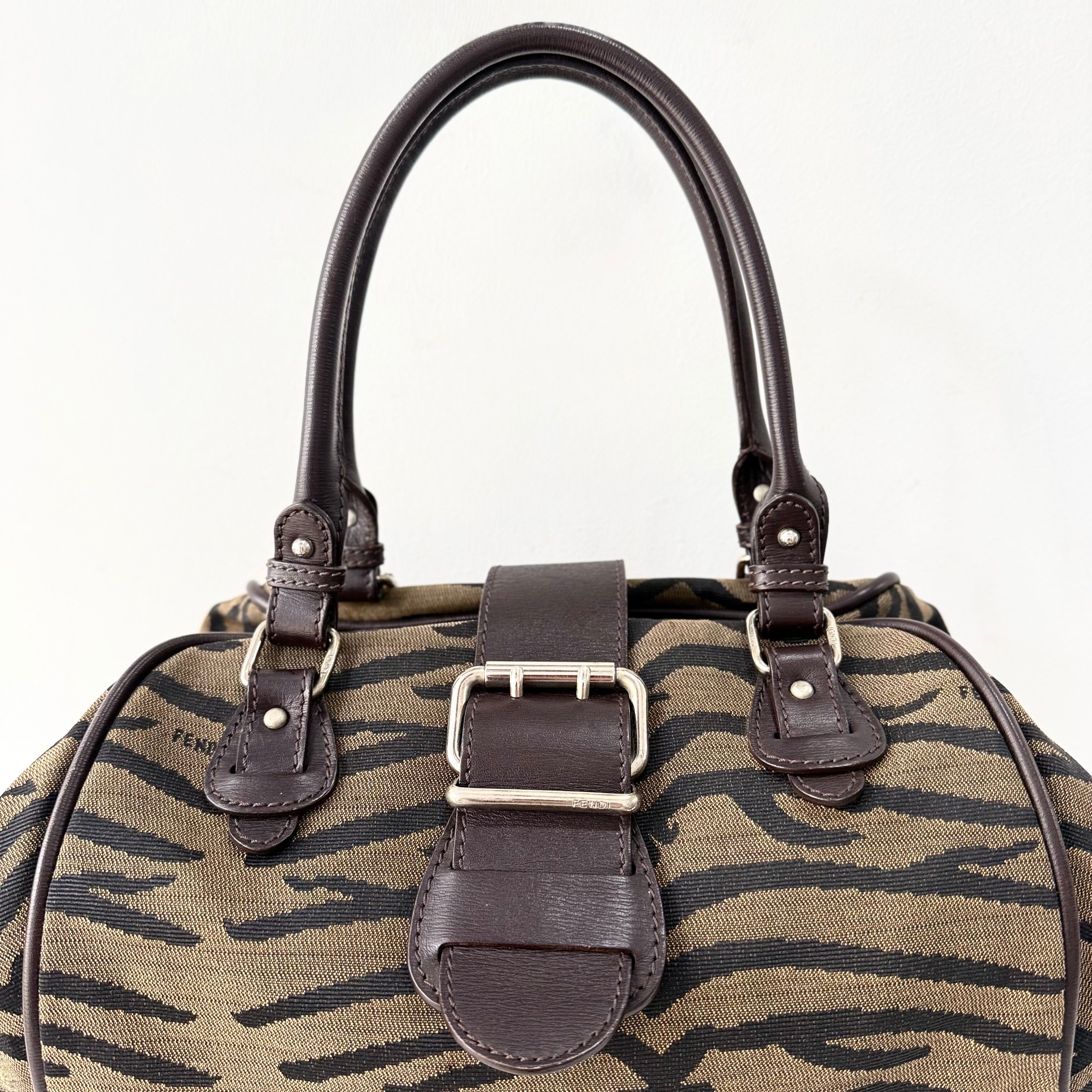 Fendi Vintage Tiger-Print Bowler Bag