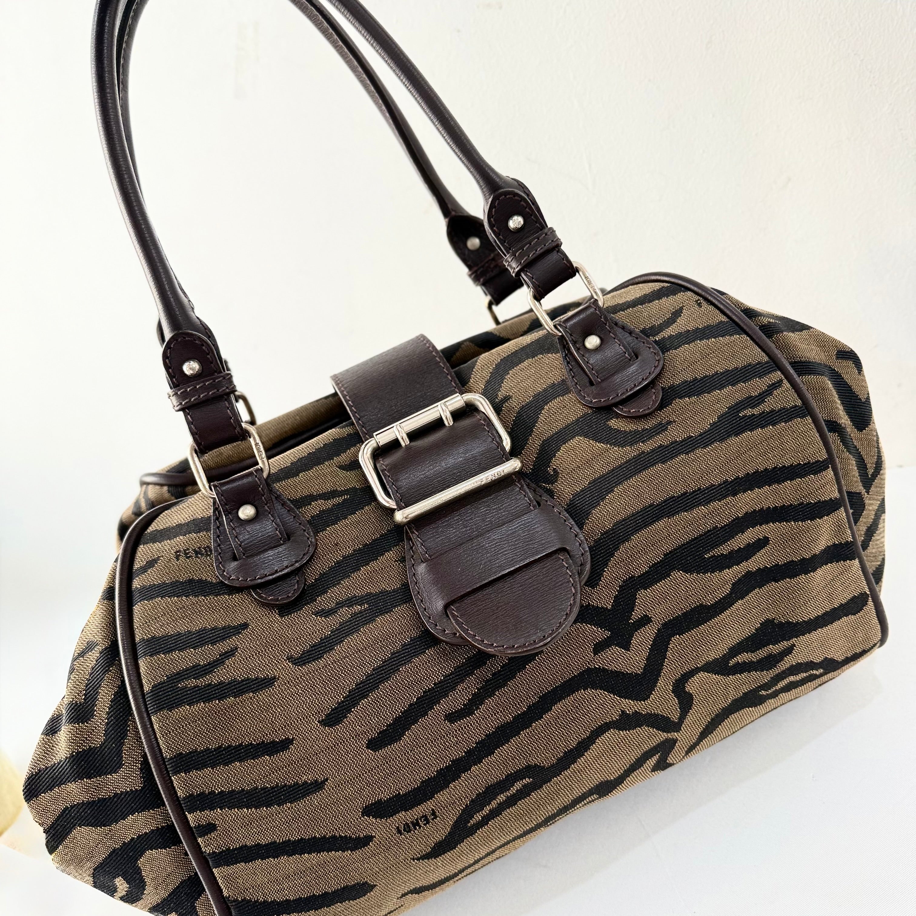 Fendi Vintage Tiger-Print Bowler Bag