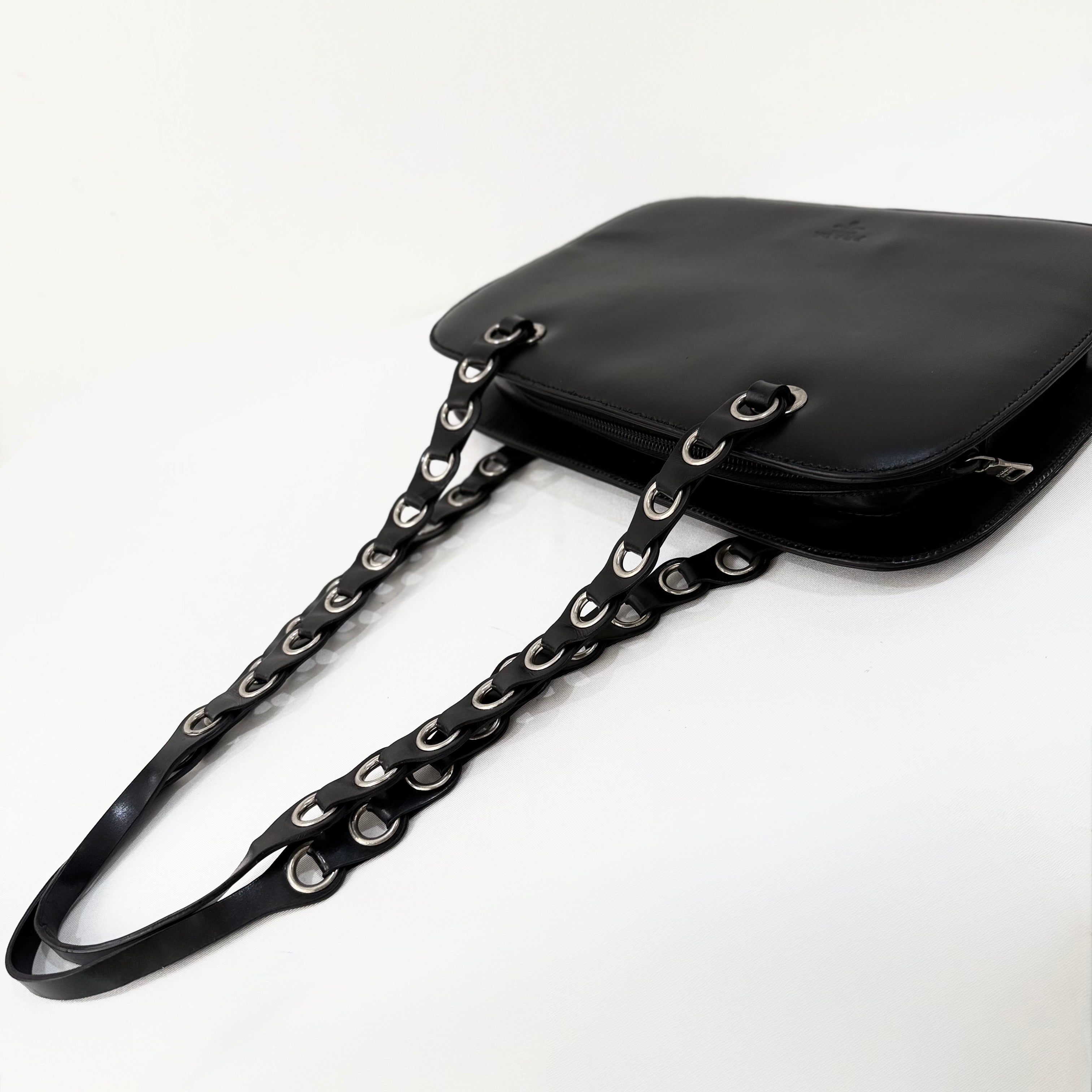 Prada Spazzolato Logo Print Bag Black