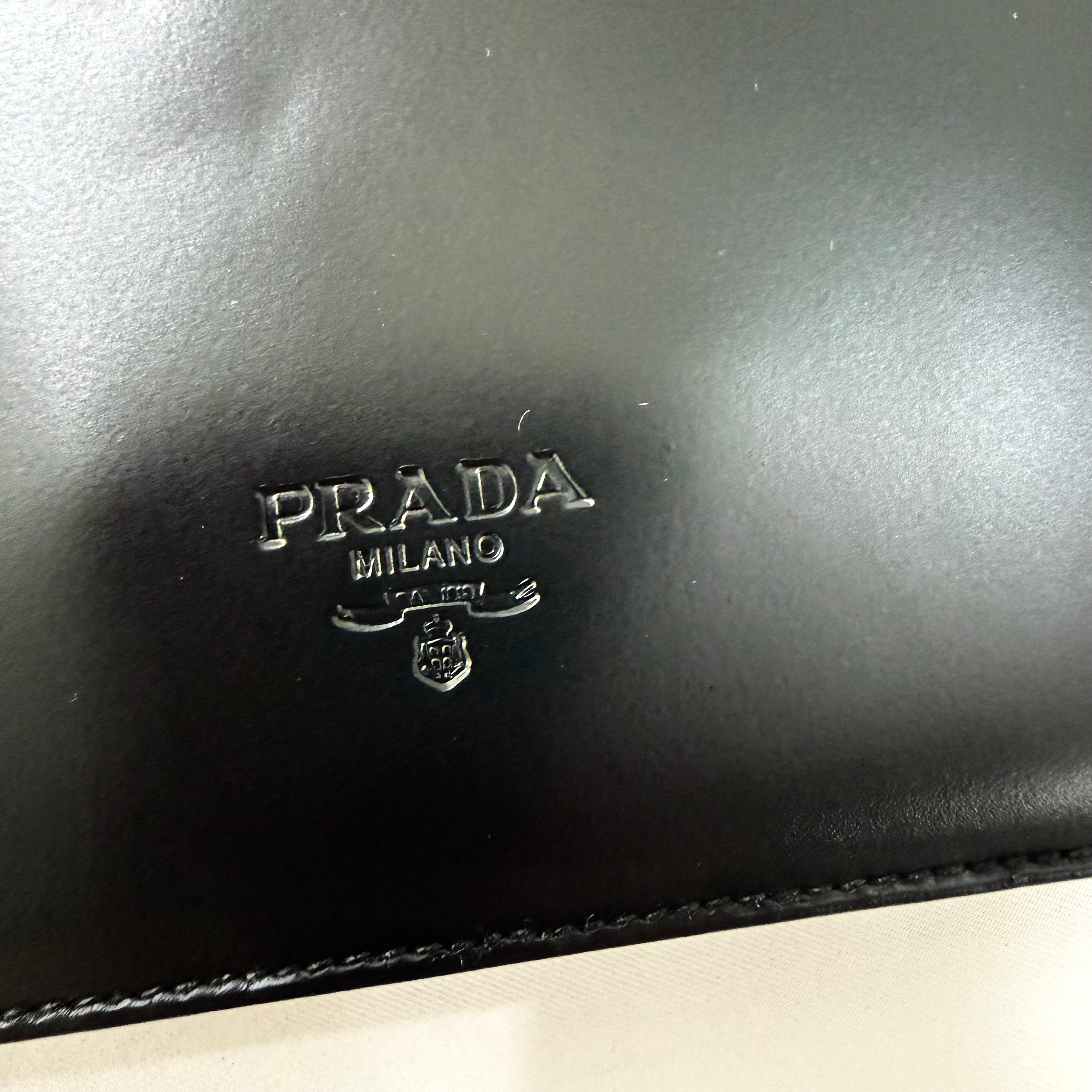 Prada Spazzolato Logo Print Bag Black