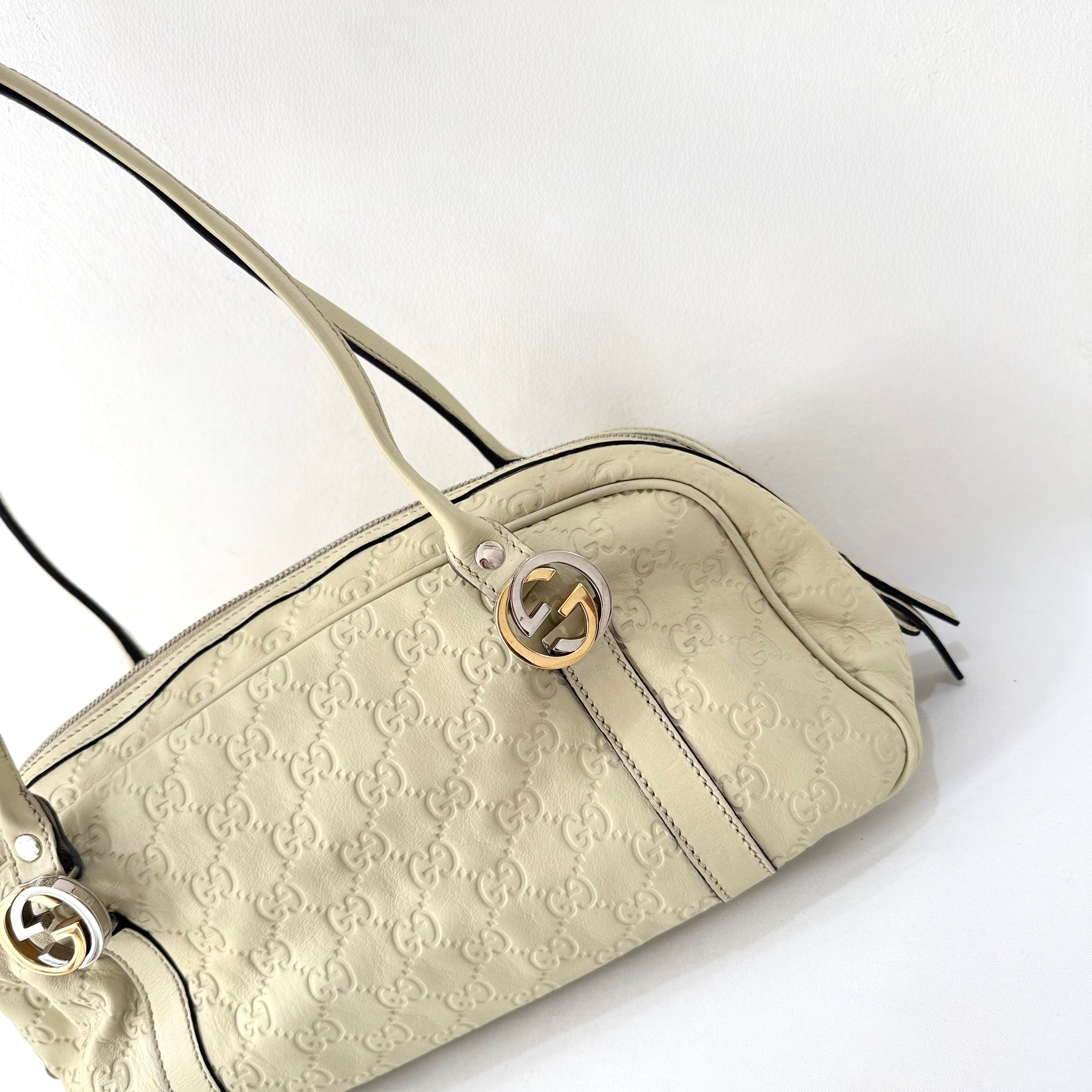 Gucci Guccissima Twin Shoulder Bag Off-White