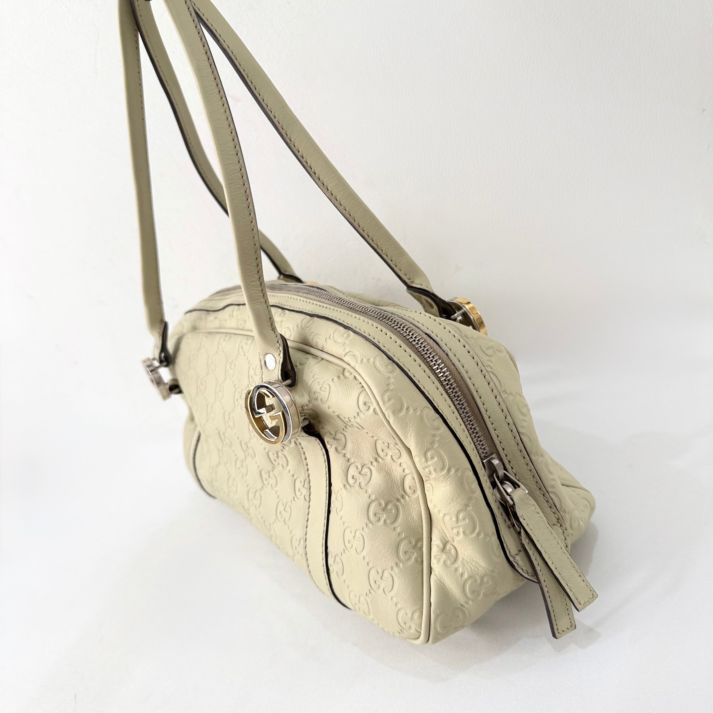 Gucci Guccissima Twin Shoulder Bag Off-White