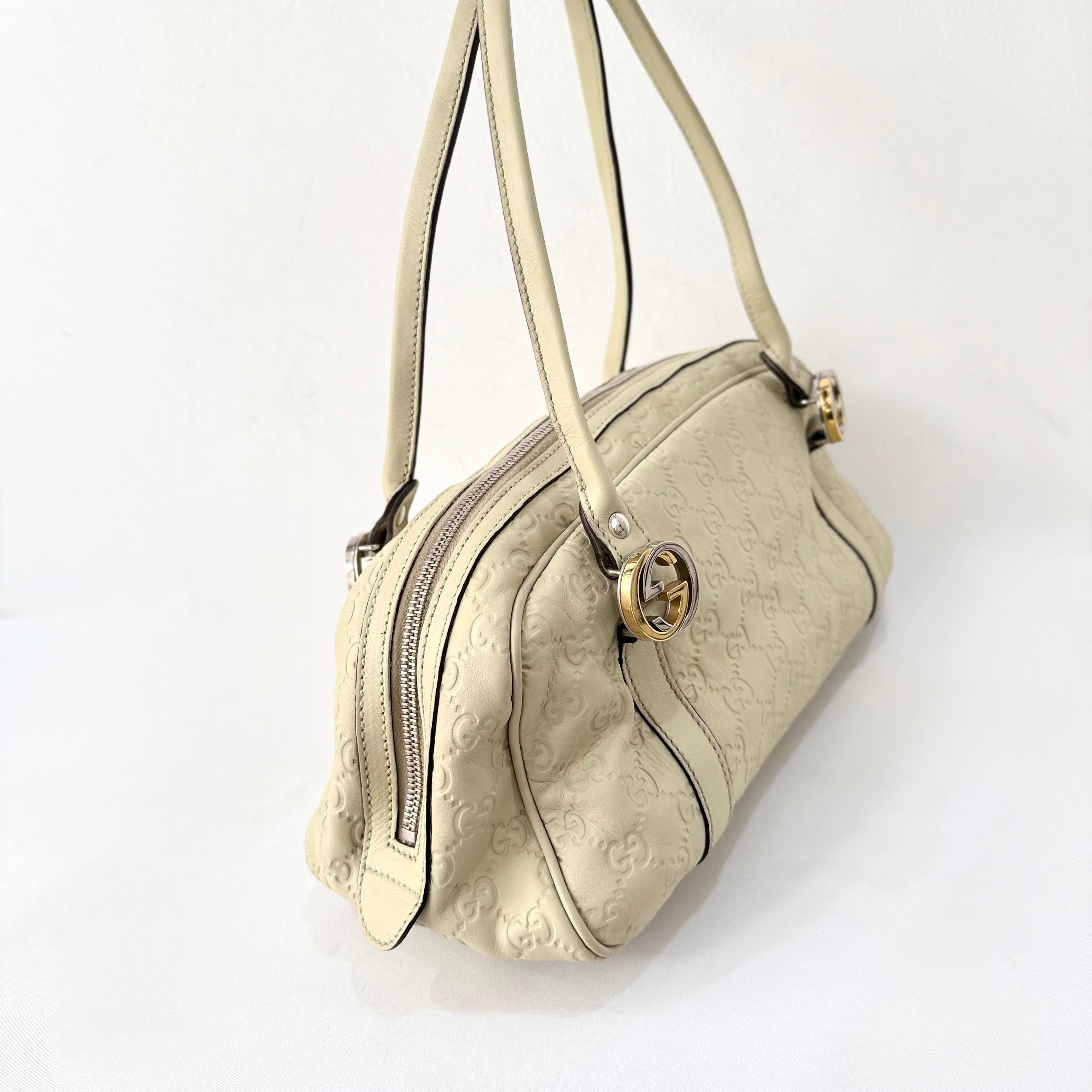 Gucci Guccissima Twin Shoulder Bag Off-White