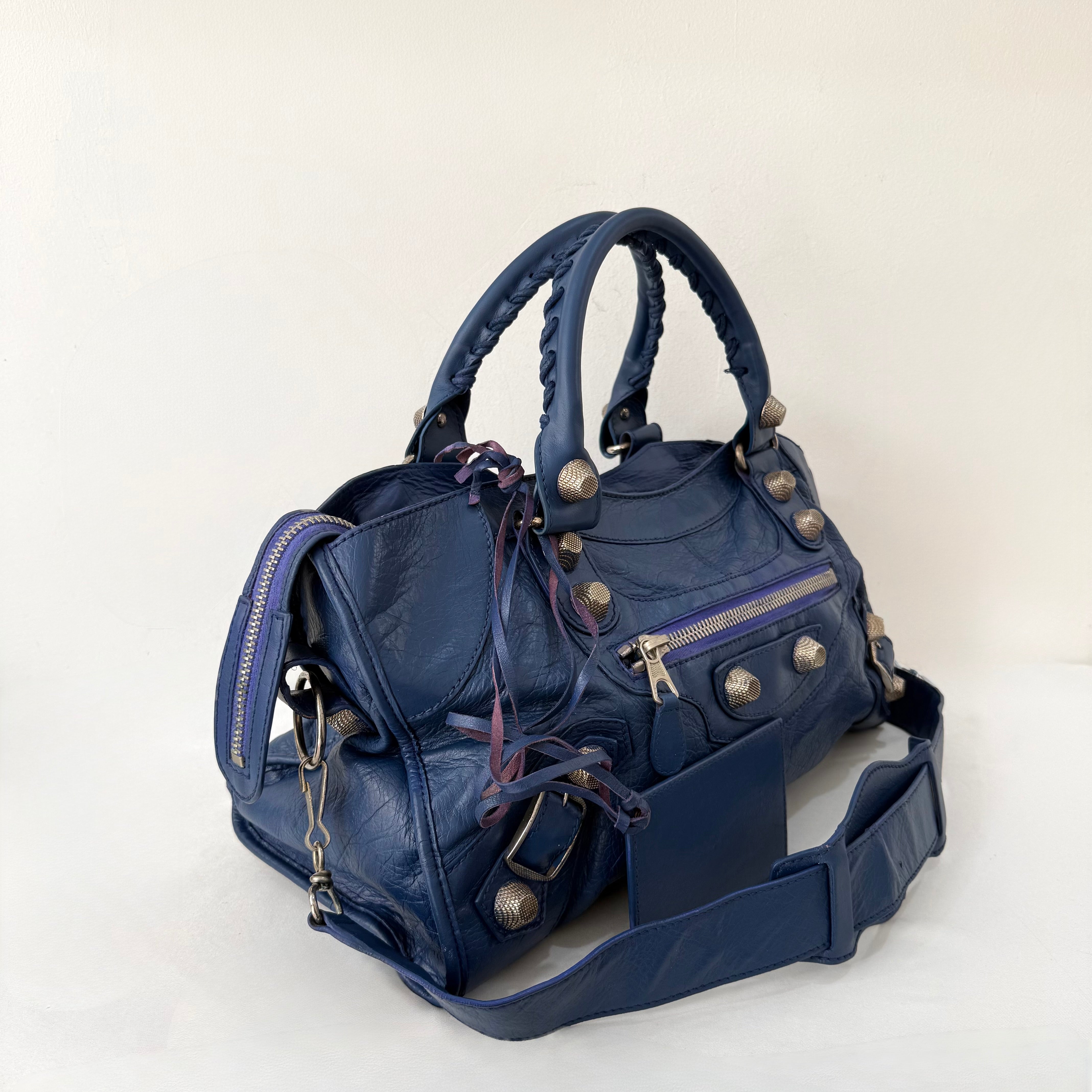 Balenciaga Bleu Lavande Lambskin Giant Part Time Shoulder Bag