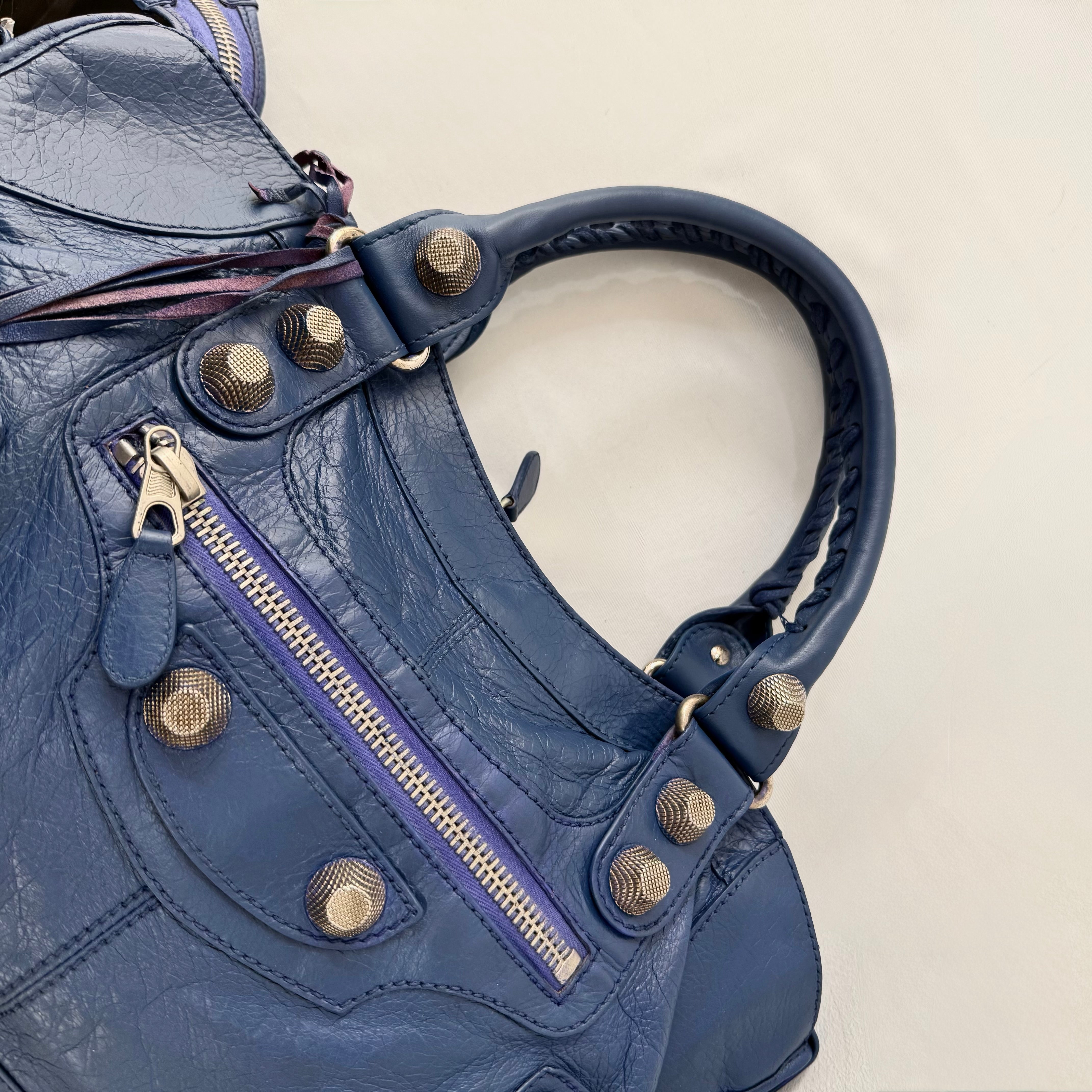 Balenciaga Bleu Lavande Lambskin Giant Part Time Shoulder Bag