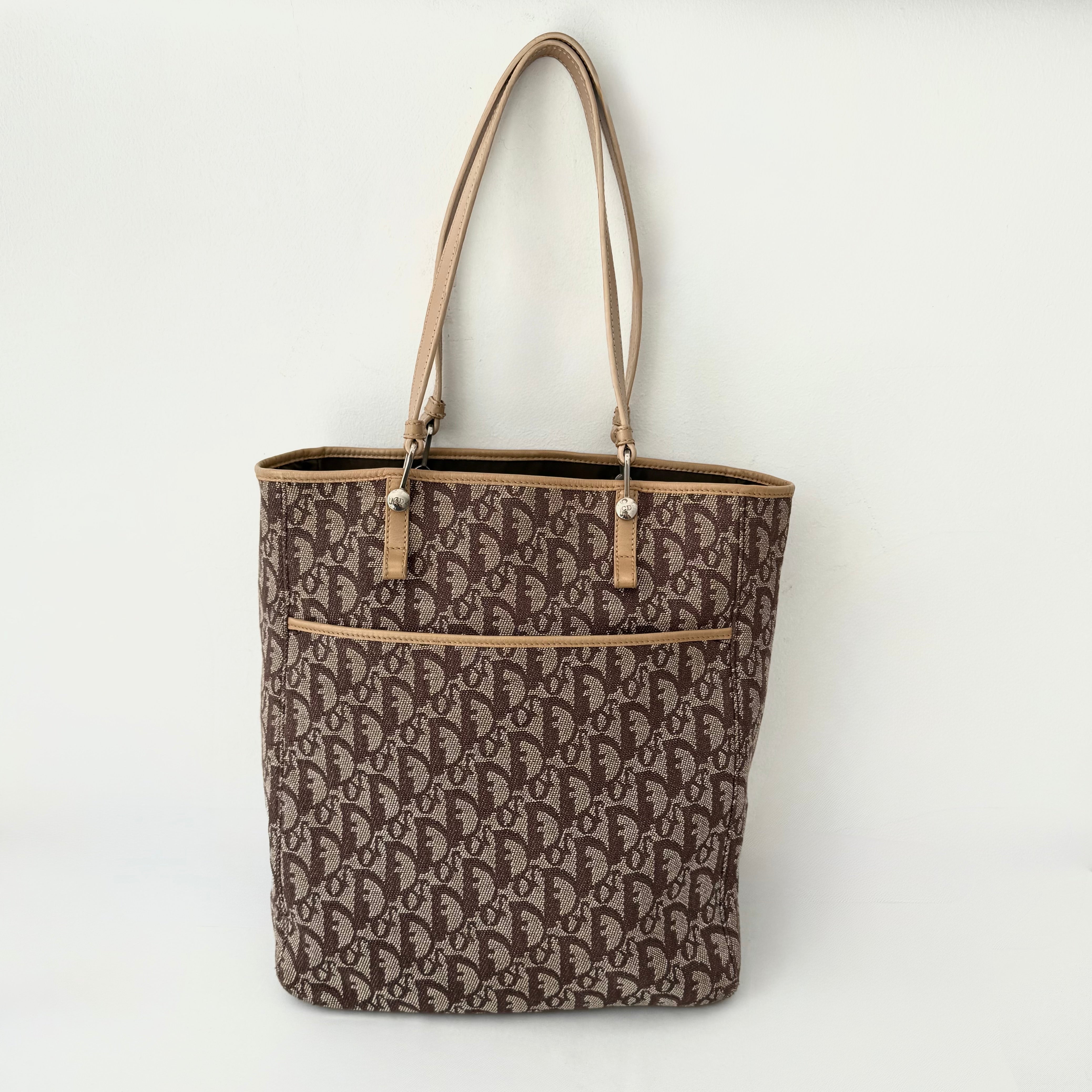 Christian Dior Trotter Brown Canvas Tote Bag