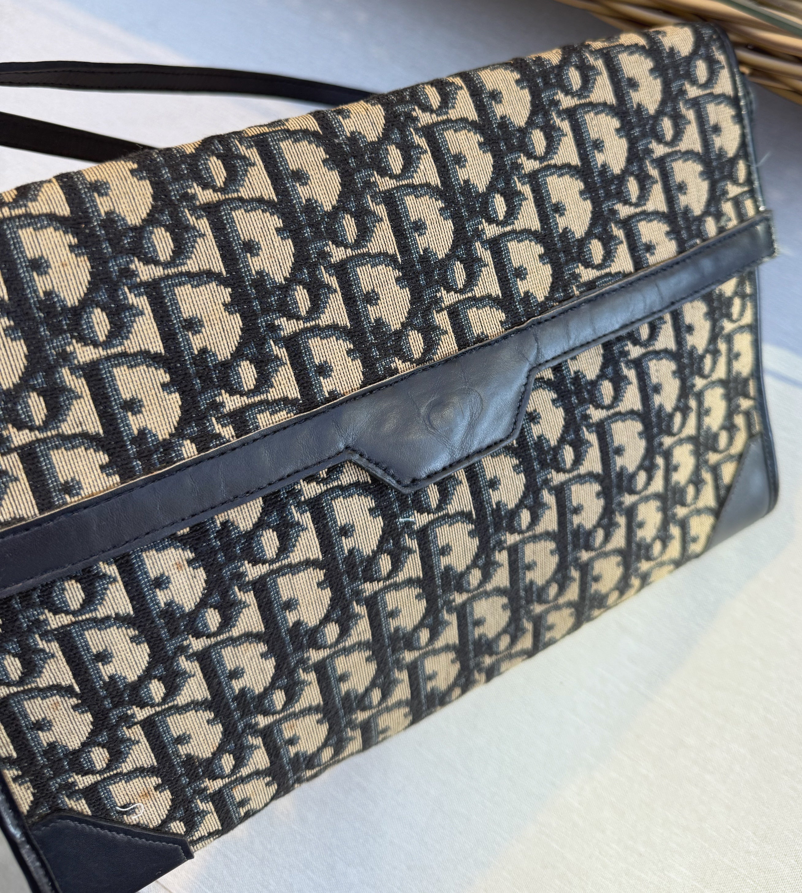 Christian Dior Vintage Blue Canvas Shoulder Bag