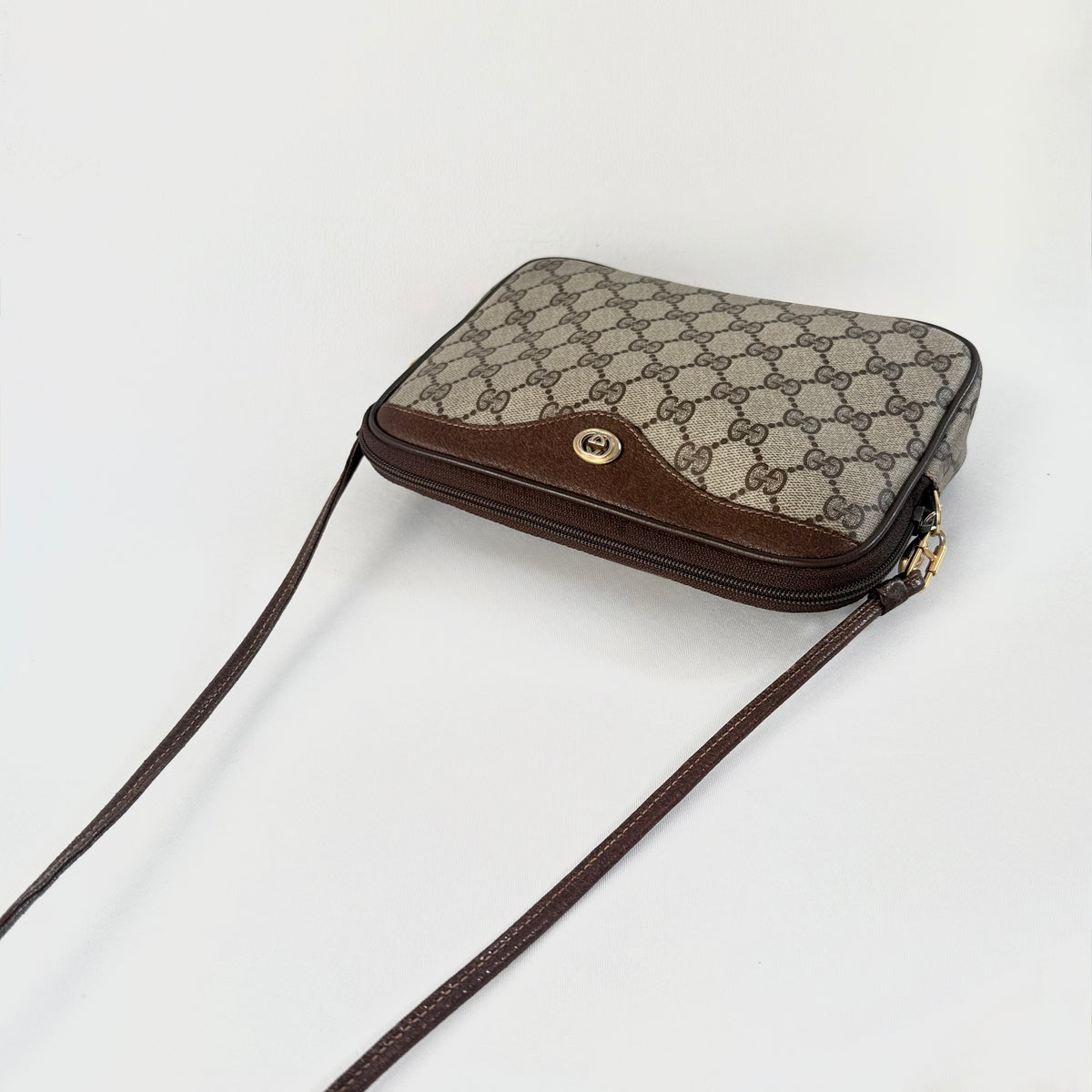 Gucci Vintage Brown GG Logo Monogram Coated Canvas