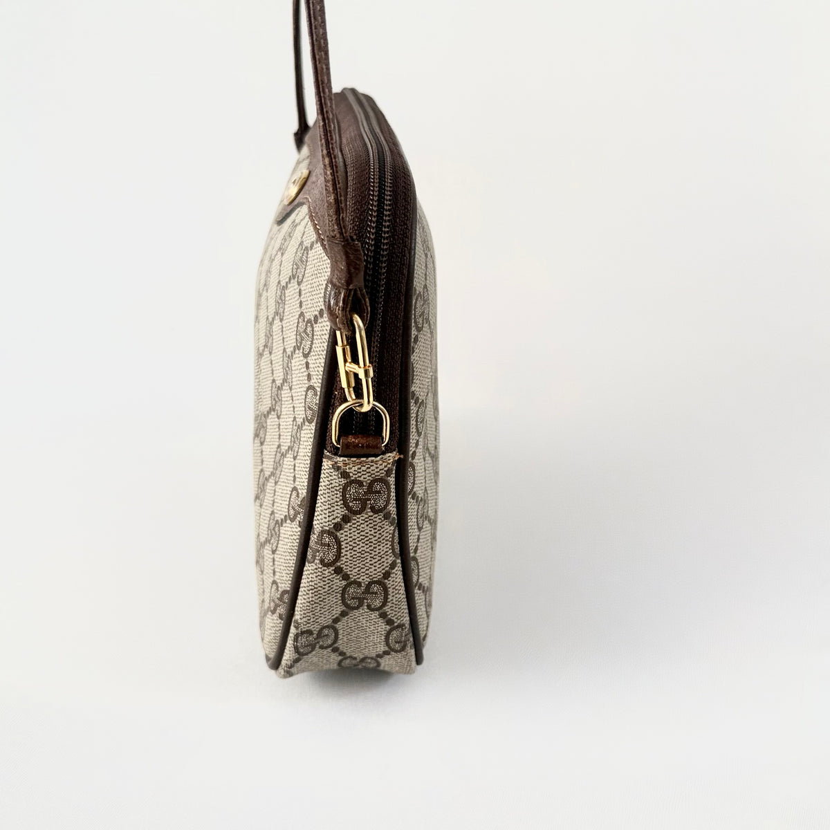 Gucci Vintage Brown GG Logo Monogram Coated Canvas
