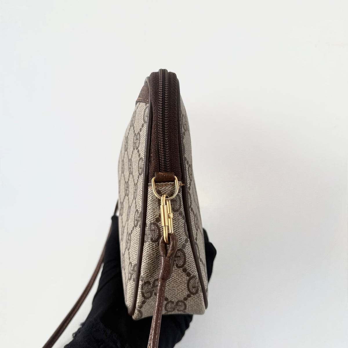 Gucci Vintage Brown GG Logo Monogram Coated Canvas