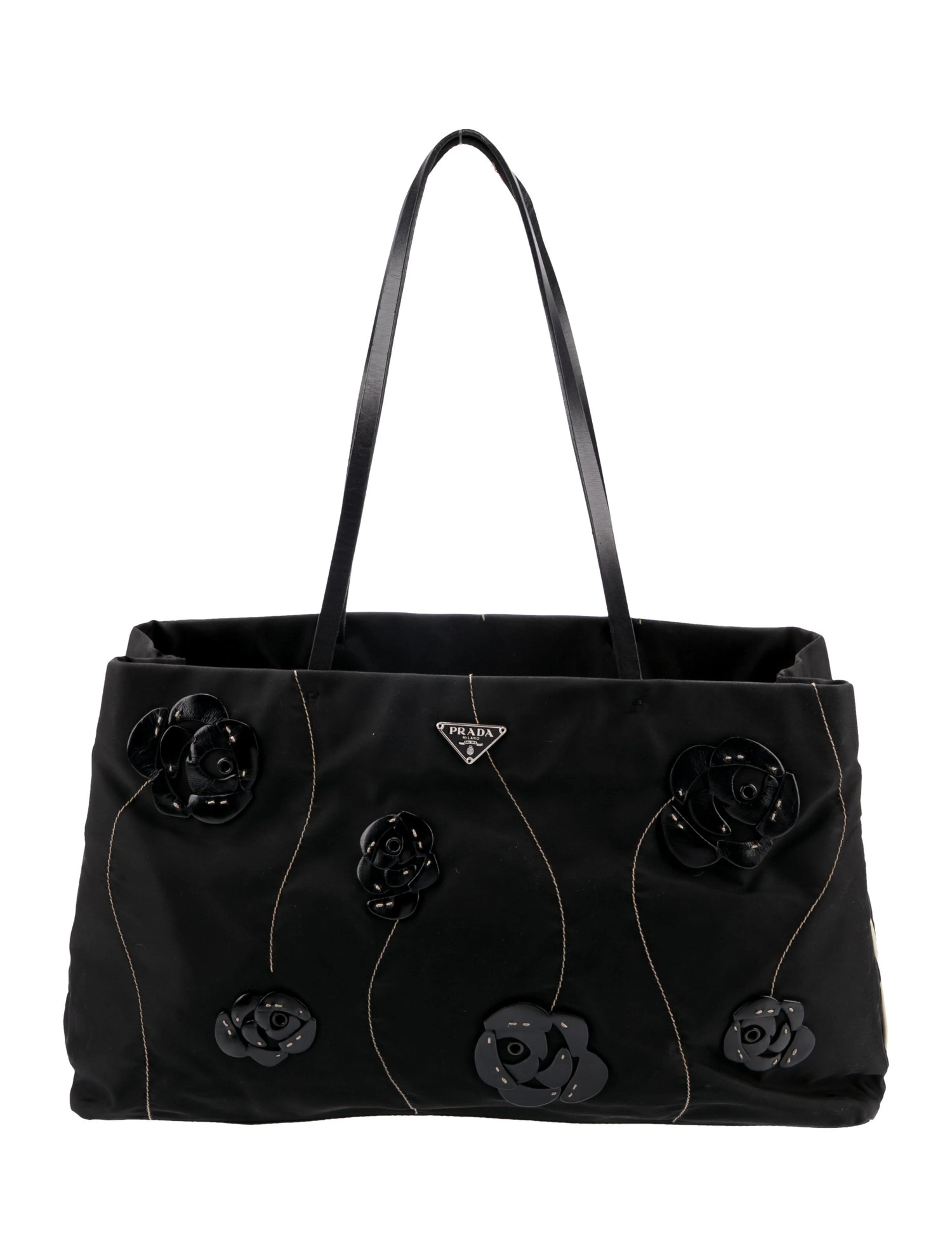 Prada Nylon Tessuto Flowers Tote Bag