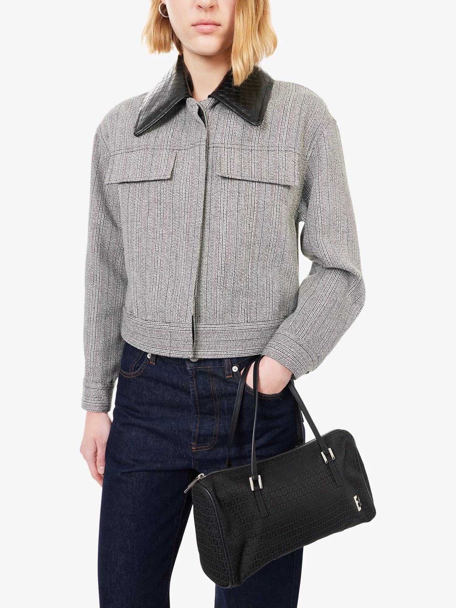 Fendi Micro Bauletto Canvas Top Handle Bag