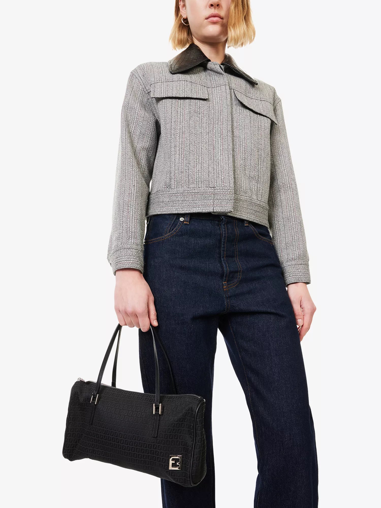 Fendi Micro Bauletto Canvas Top Handle Bag