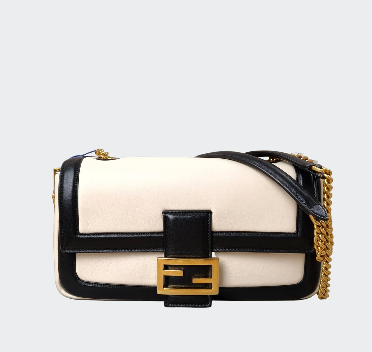 Fendi Nappa Apolo Bi-Color Chain Baguette Black and White