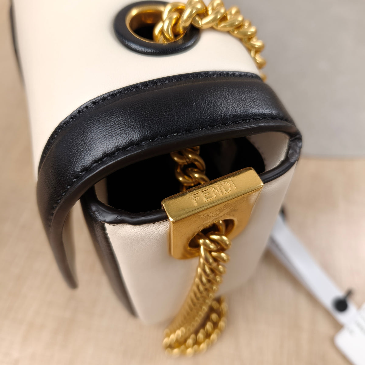 Fendi Nappa Apolo Bi-Color Chain Baguette Black and White