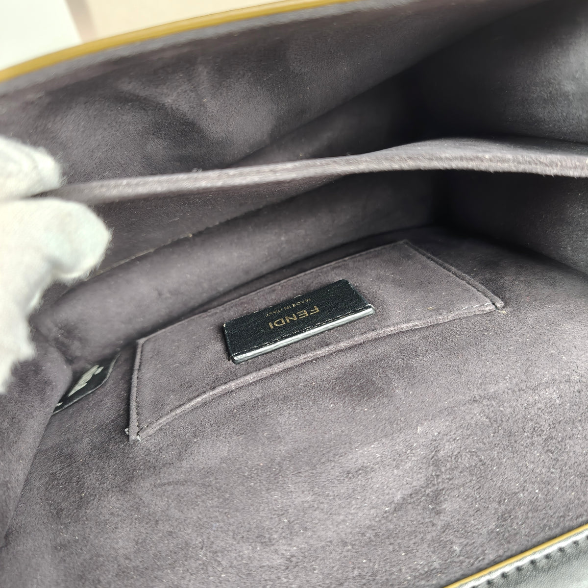 Fendi Black Smooth Leather Mini I Kan Chain Shoulder Bag