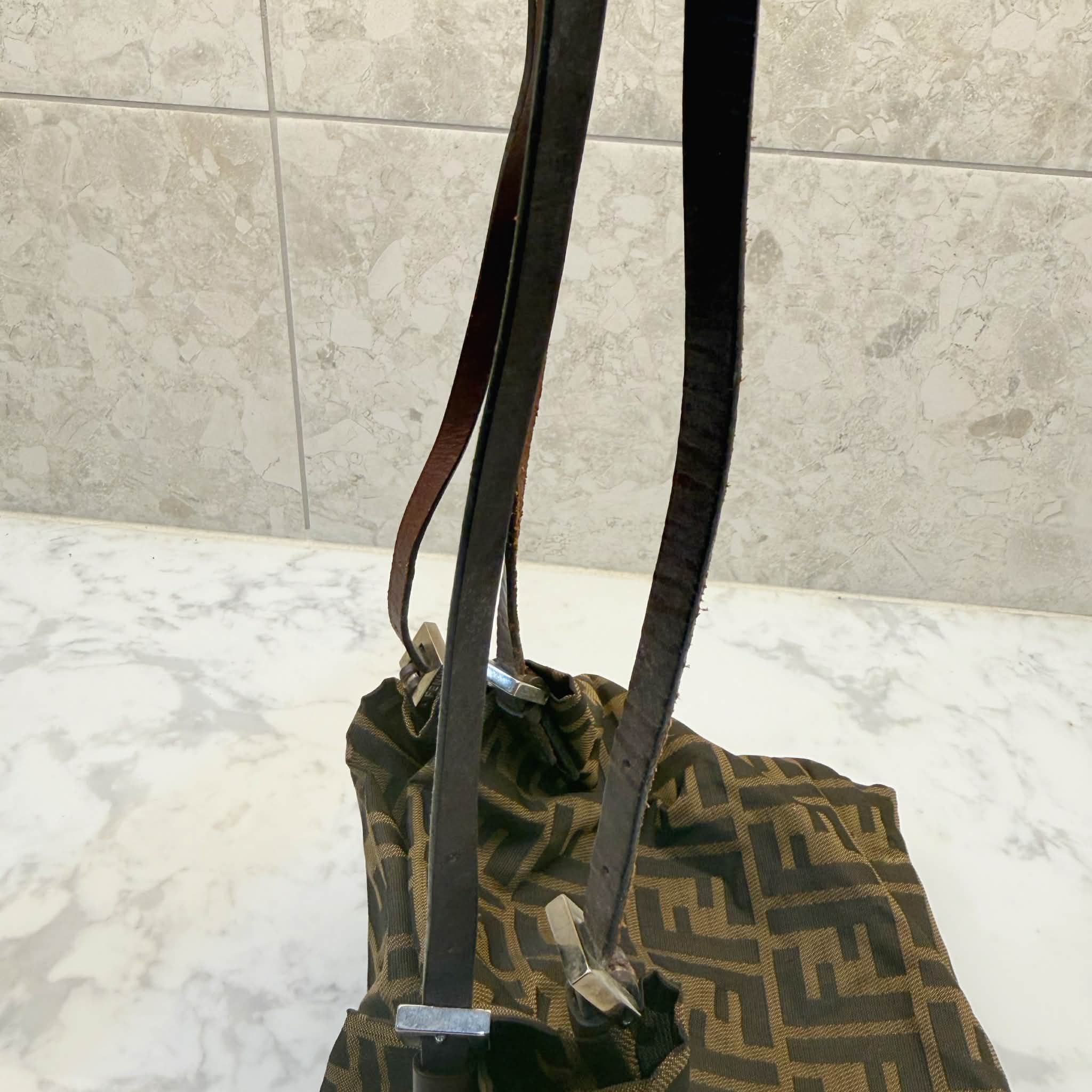 Fendi Zucca Canvas Tote Silver F logo
