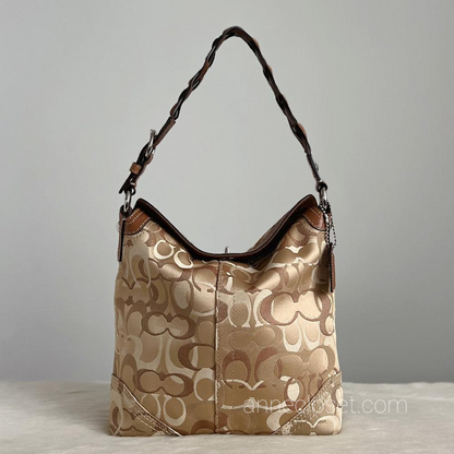 Coach Chelsea Optic Signature Hobo Handbag Tan Brown