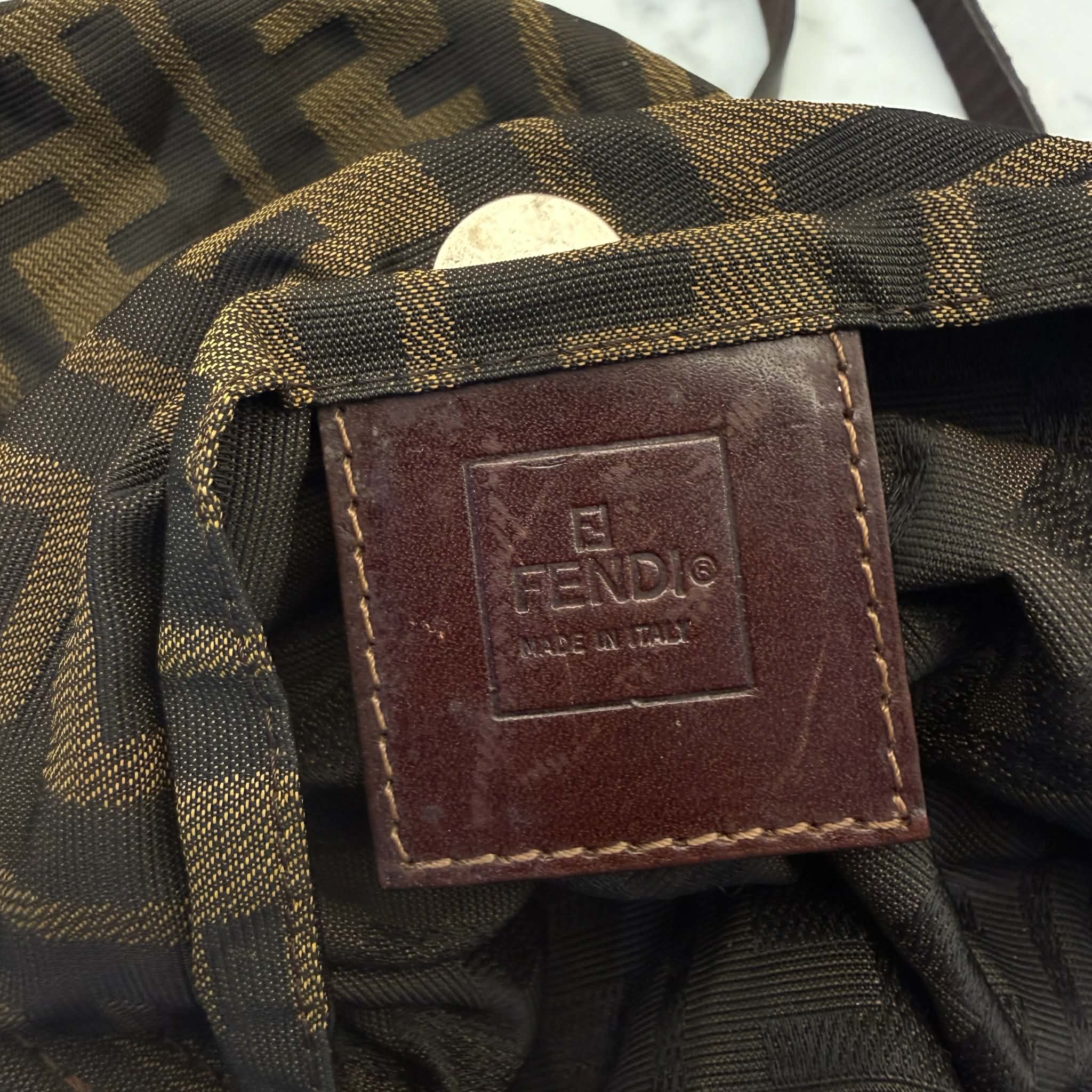 Fendi Zucca Canvas Tote Silver F logo