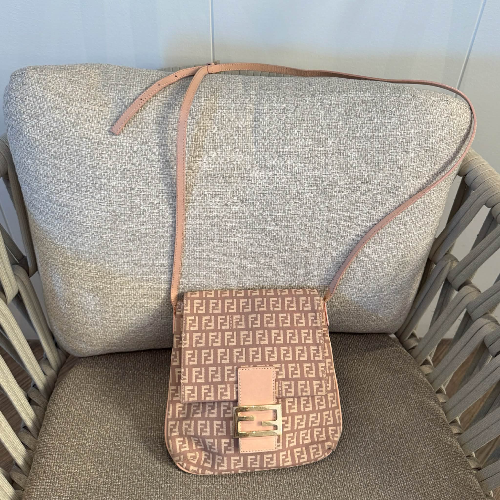 Fendi Zucchino Pink FF Messenger Bag Vintage