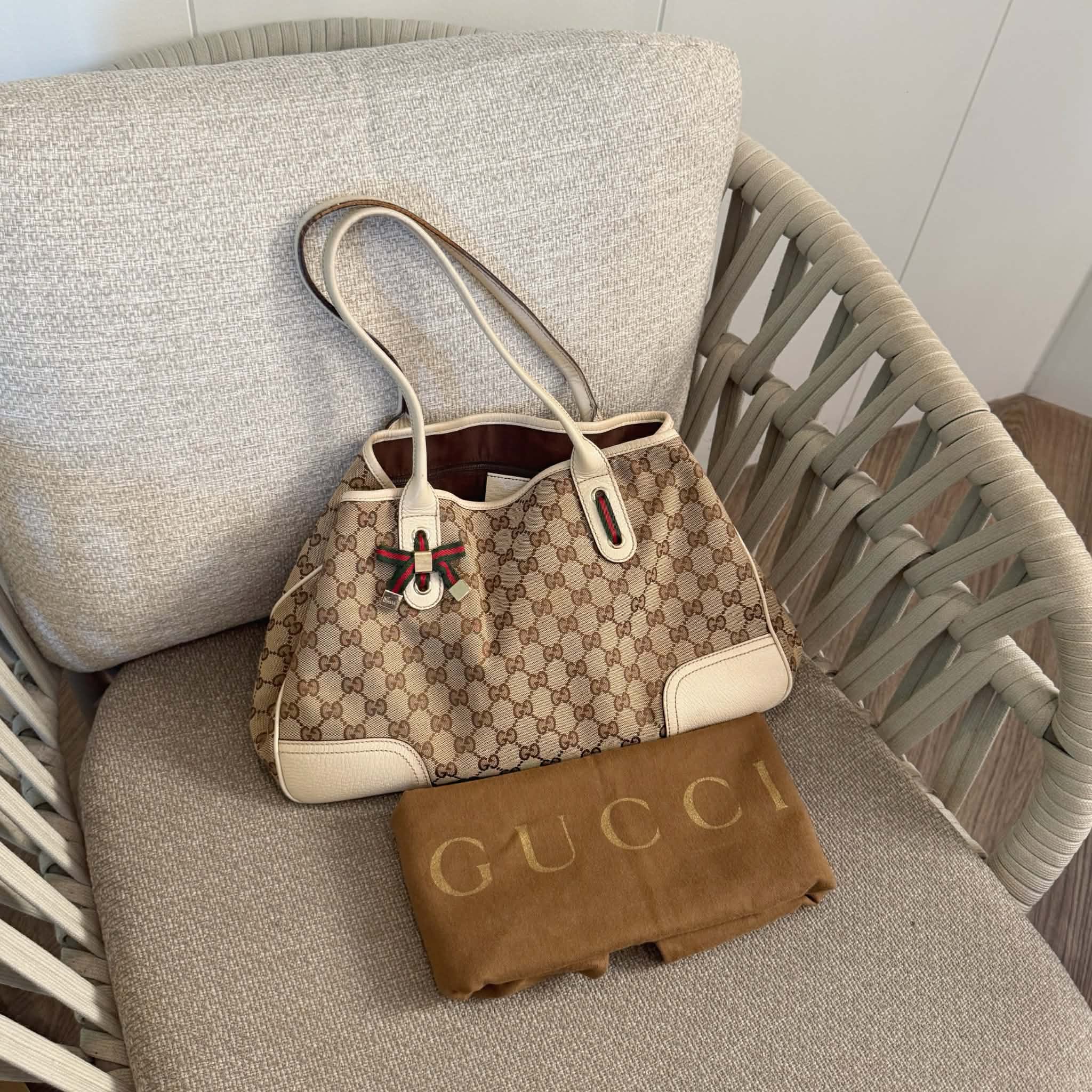 Gucci Brown Monogram Canvas Princy Sherry GG Tote Bag