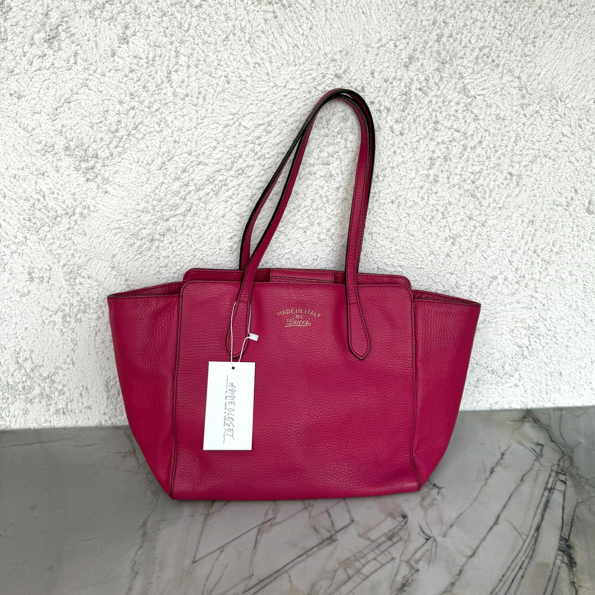 Gucci Pink Swing Leather Tote Bag