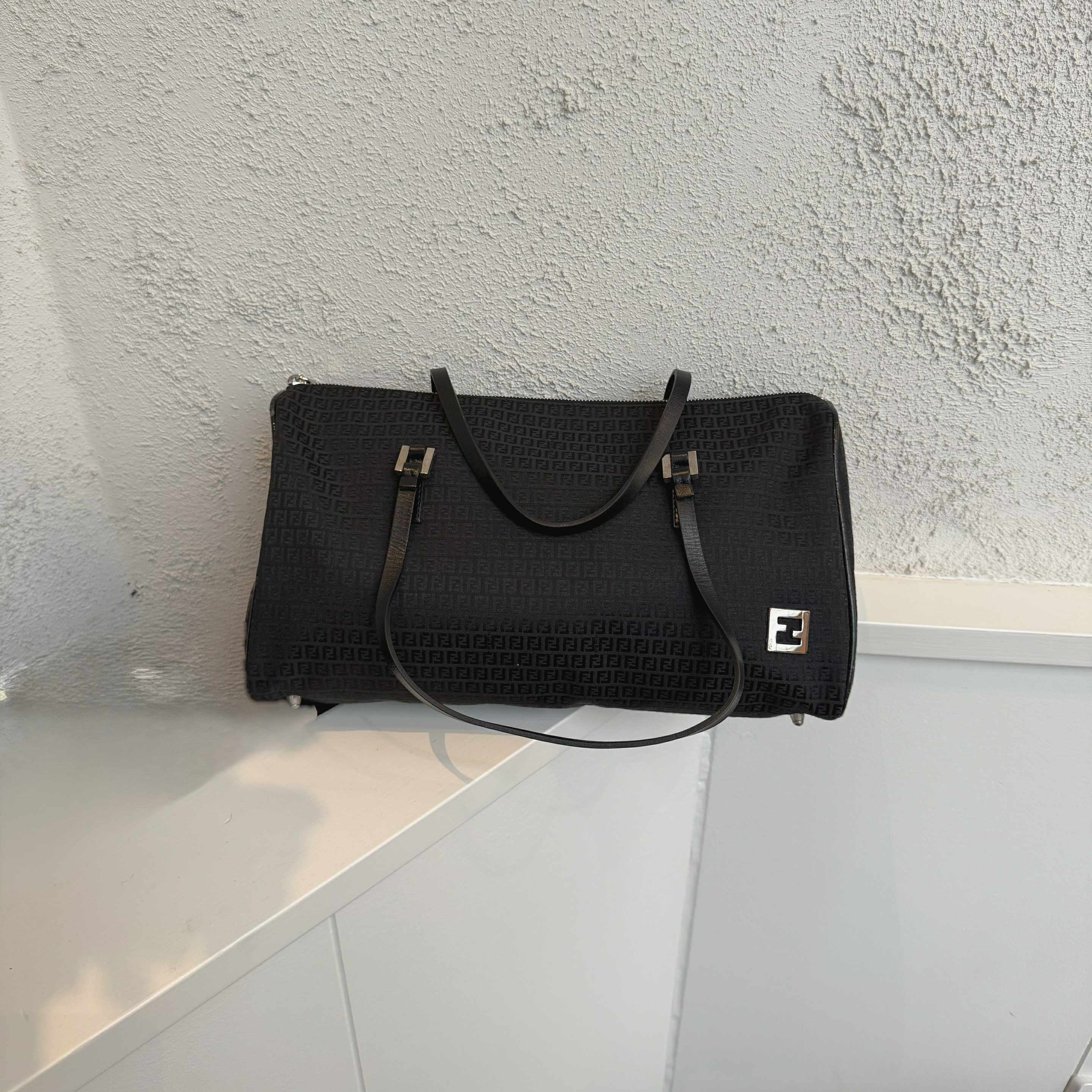 Fendi Micro Bauletto Canvas Top Handle Bag