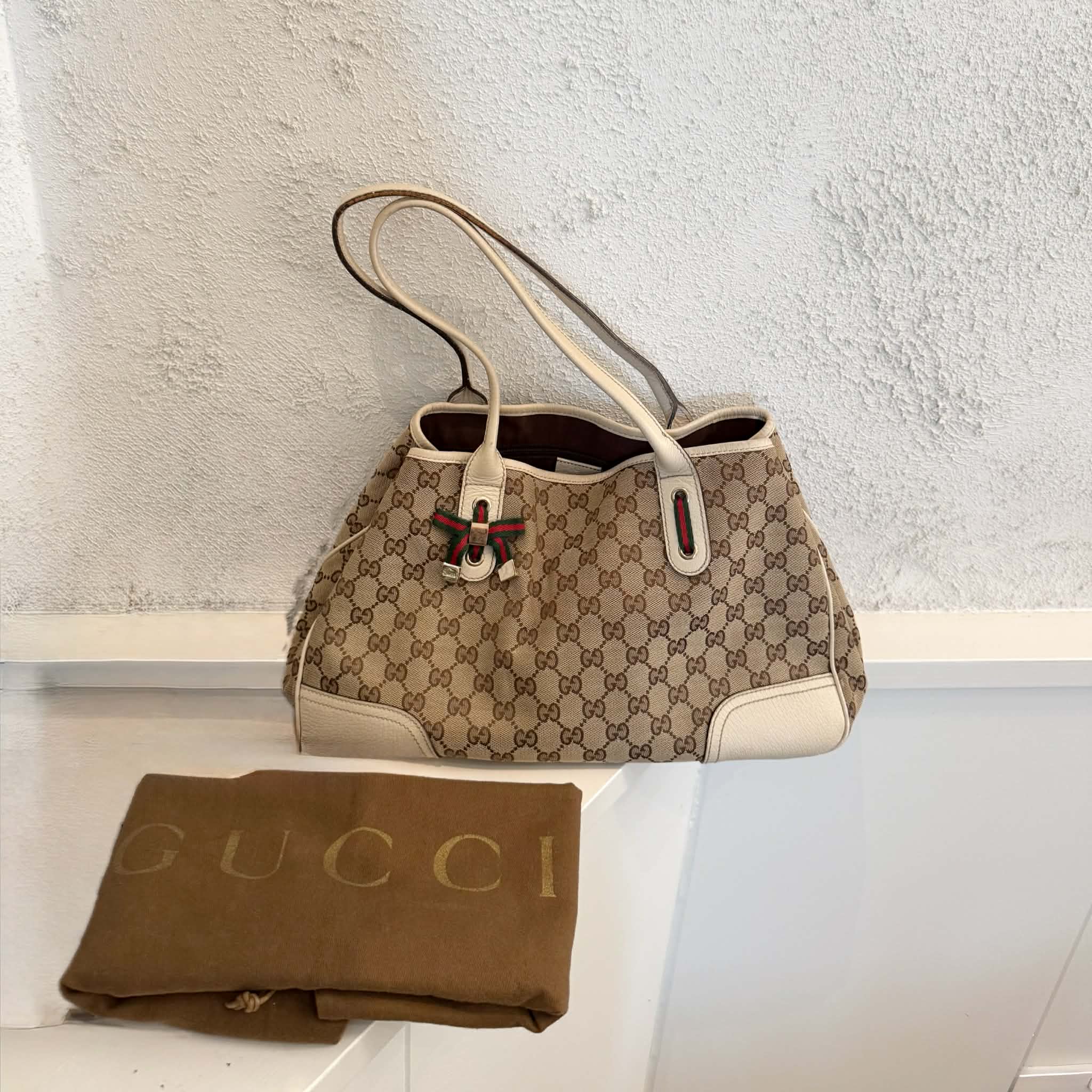 Gucci Brown Monogram Canvas Princy Sherry GG Tote Bag