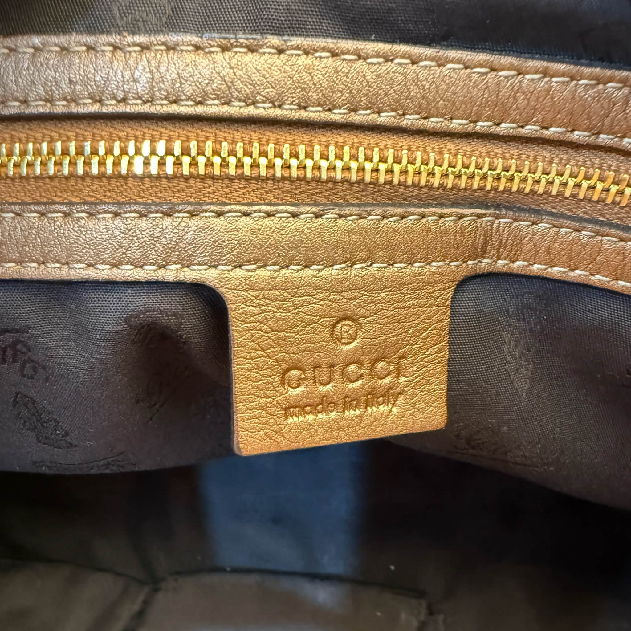 Gucci Beige/Bronze GG Canvas and Leather Large GG Twins Tote