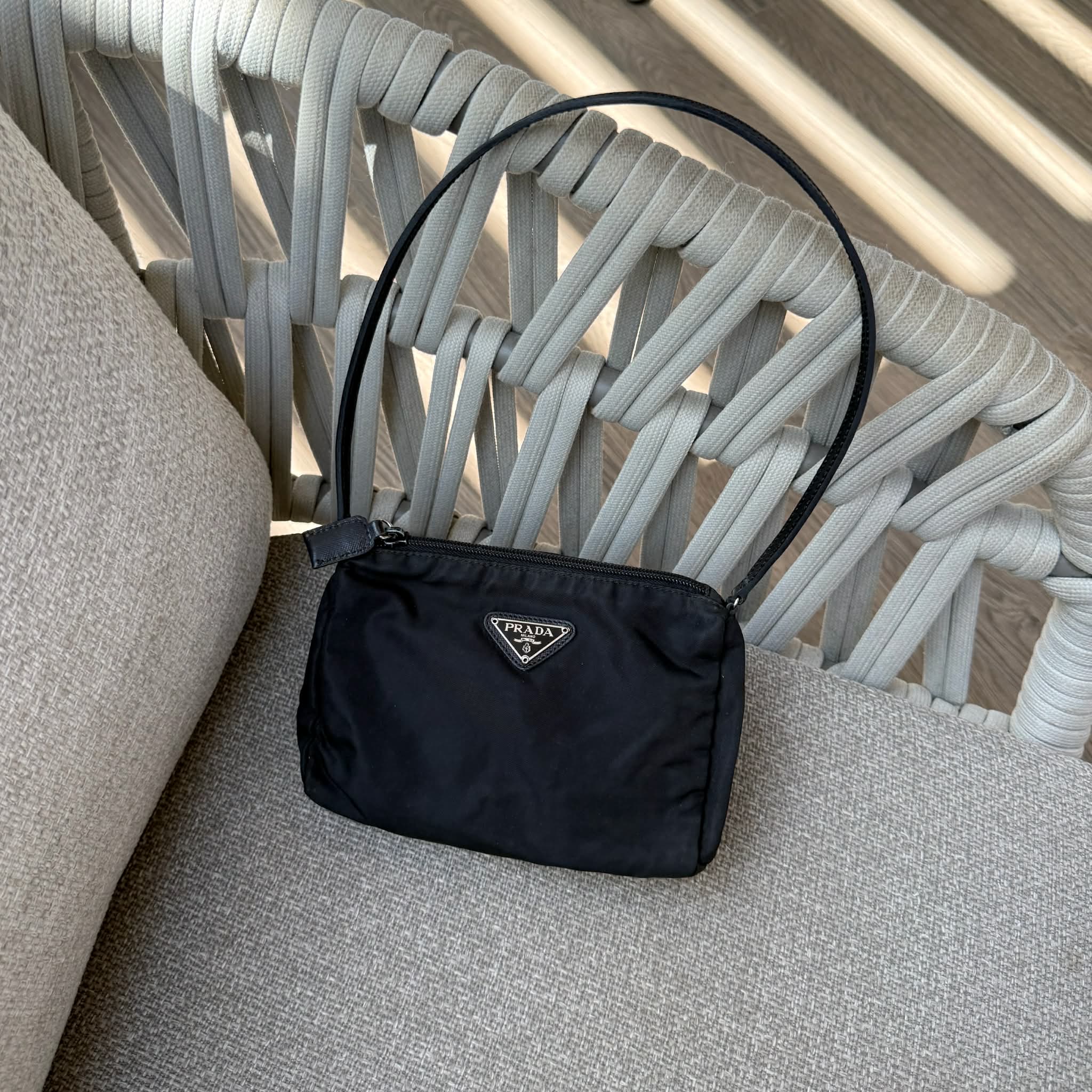Prada Black Nylon Pochette Bag