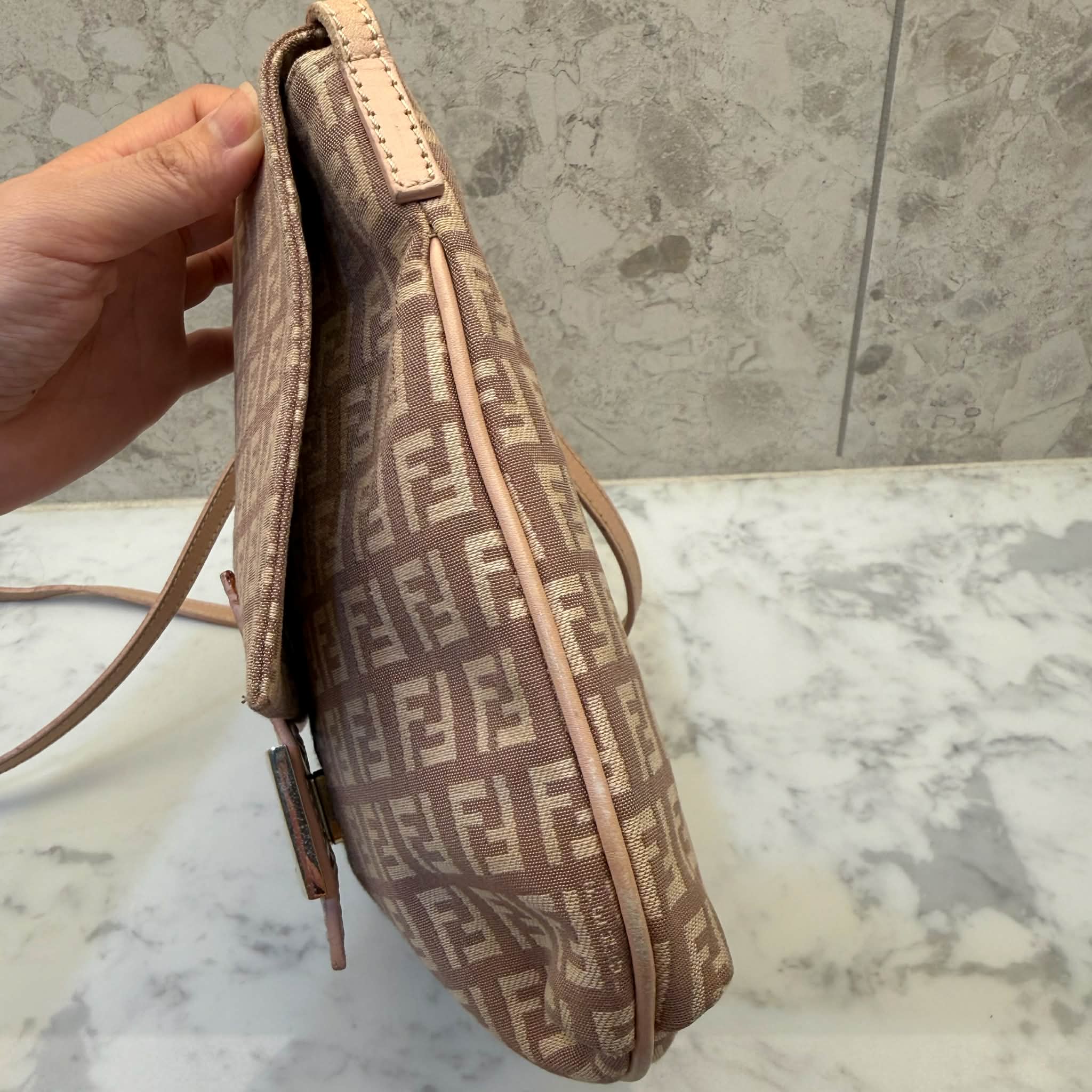 Fendi Zucchino Pink FF Messenger Bag Vintage