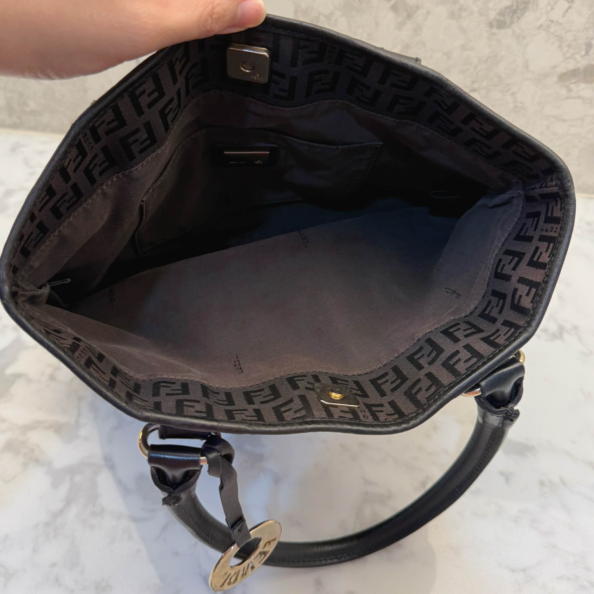 Fendi Vintage Chef Front Pocket Tote Zucchino Canvas Medium