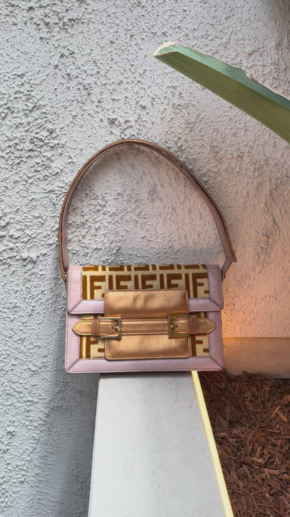 FENDI Vintage Shoulder Bag in gold/lilac leather