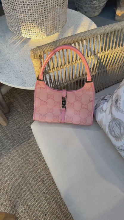 Gucci Jackie Vintage Pink Cloth Handbag