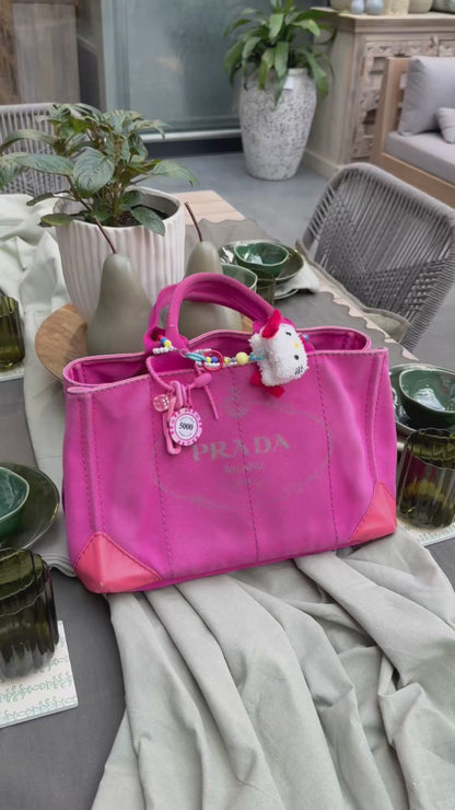 Prada Pink Denim Canapa Logo Tote