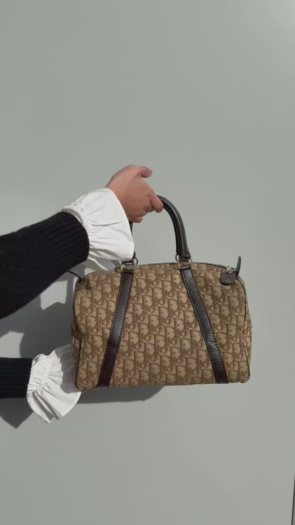 Dior Vintage Brown Canvas Bowling Bag