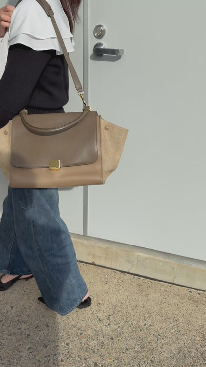 Celine Trapeze Beige Dark Brown