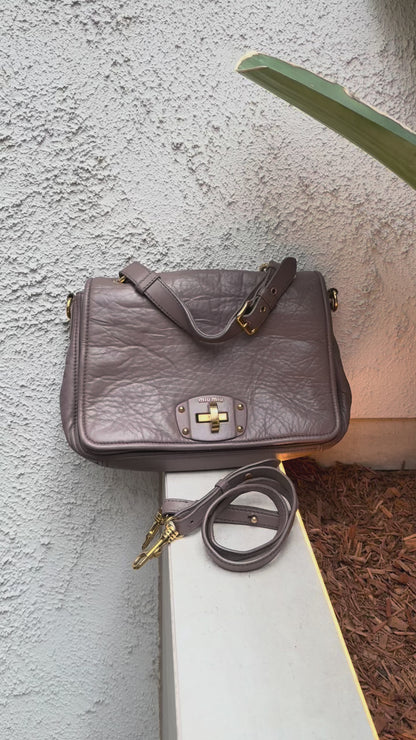 Miu Miu Nappa Leather Beige Flap Turnlock Shoulder Bag