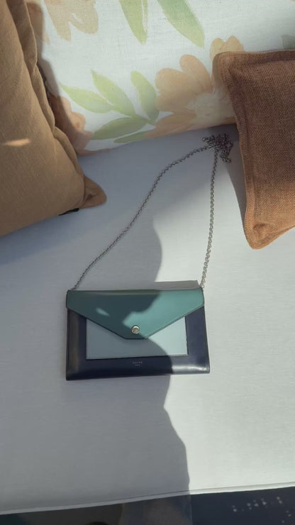 Celine Leather Pocket Envelope Flap Bag